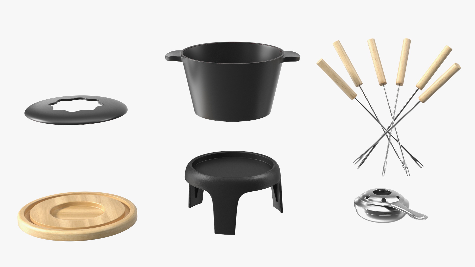 3D Cheese Fondue Set Black model
