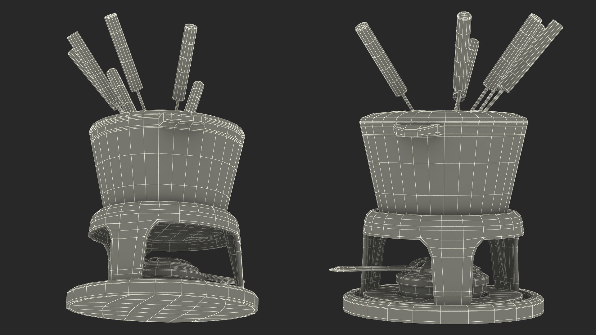 3D Cheese Fondue Set Black model