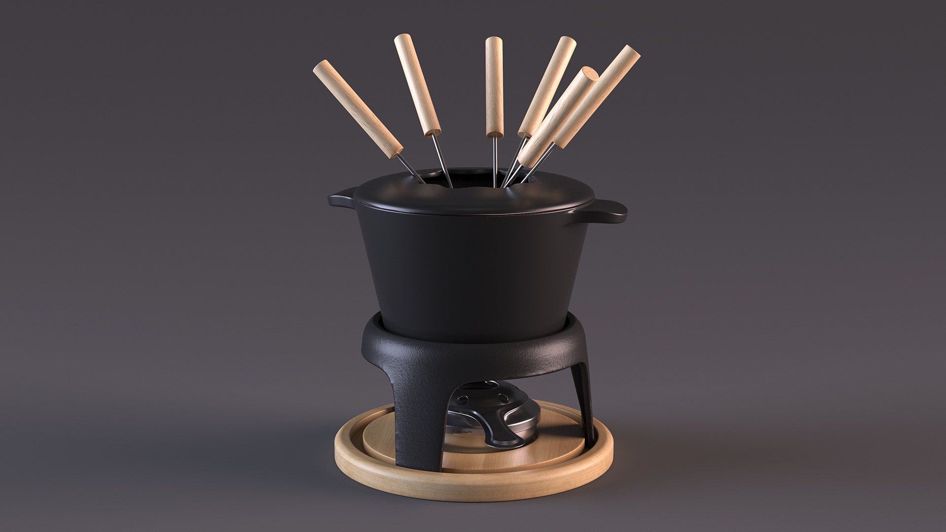 3D Cheese Fondue Set Black model