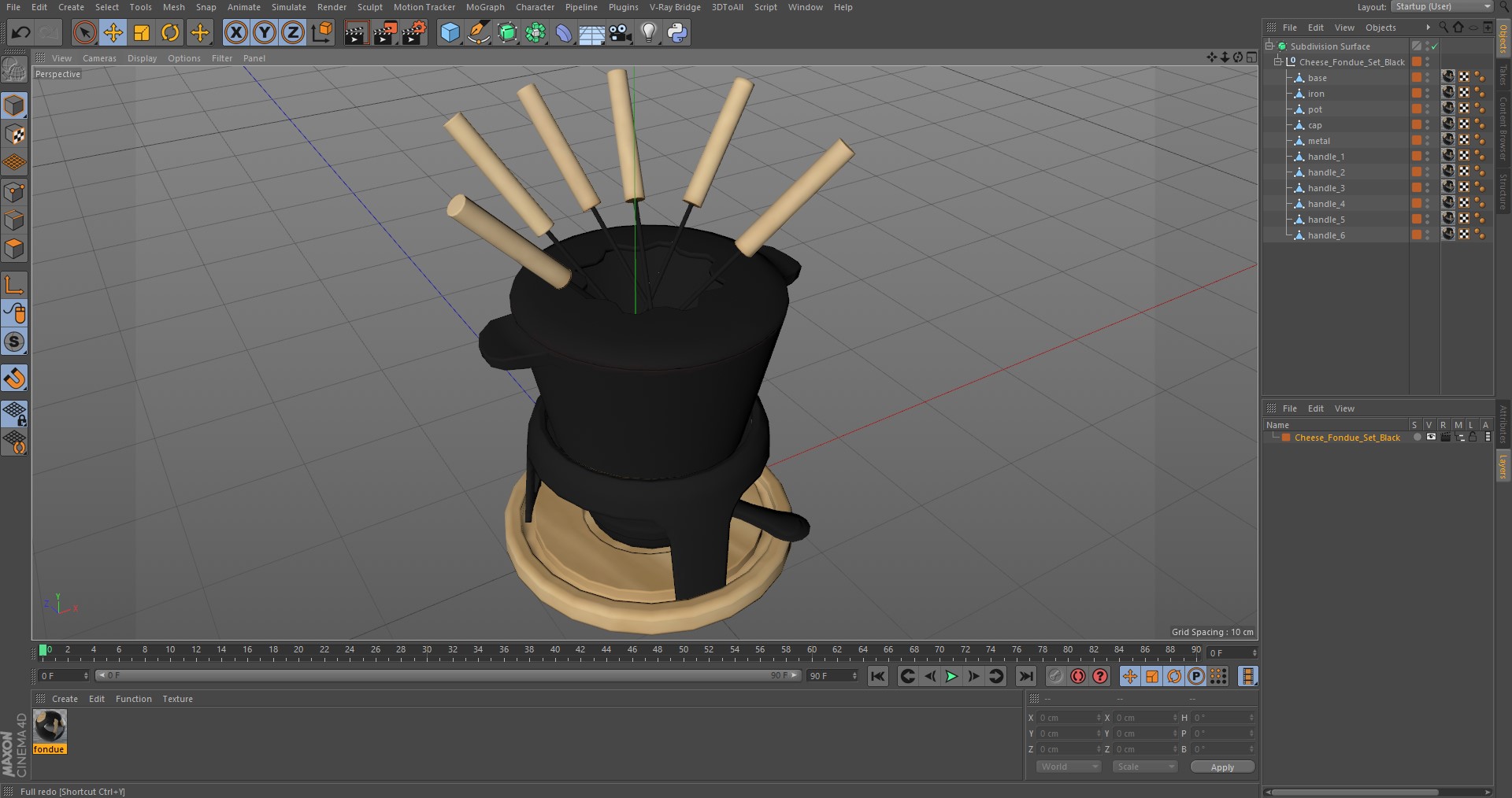 3D Cheese Fondue Set Black model