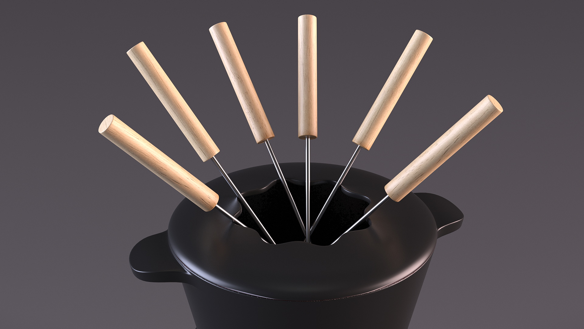 3D Cheese Fondue Set Black model