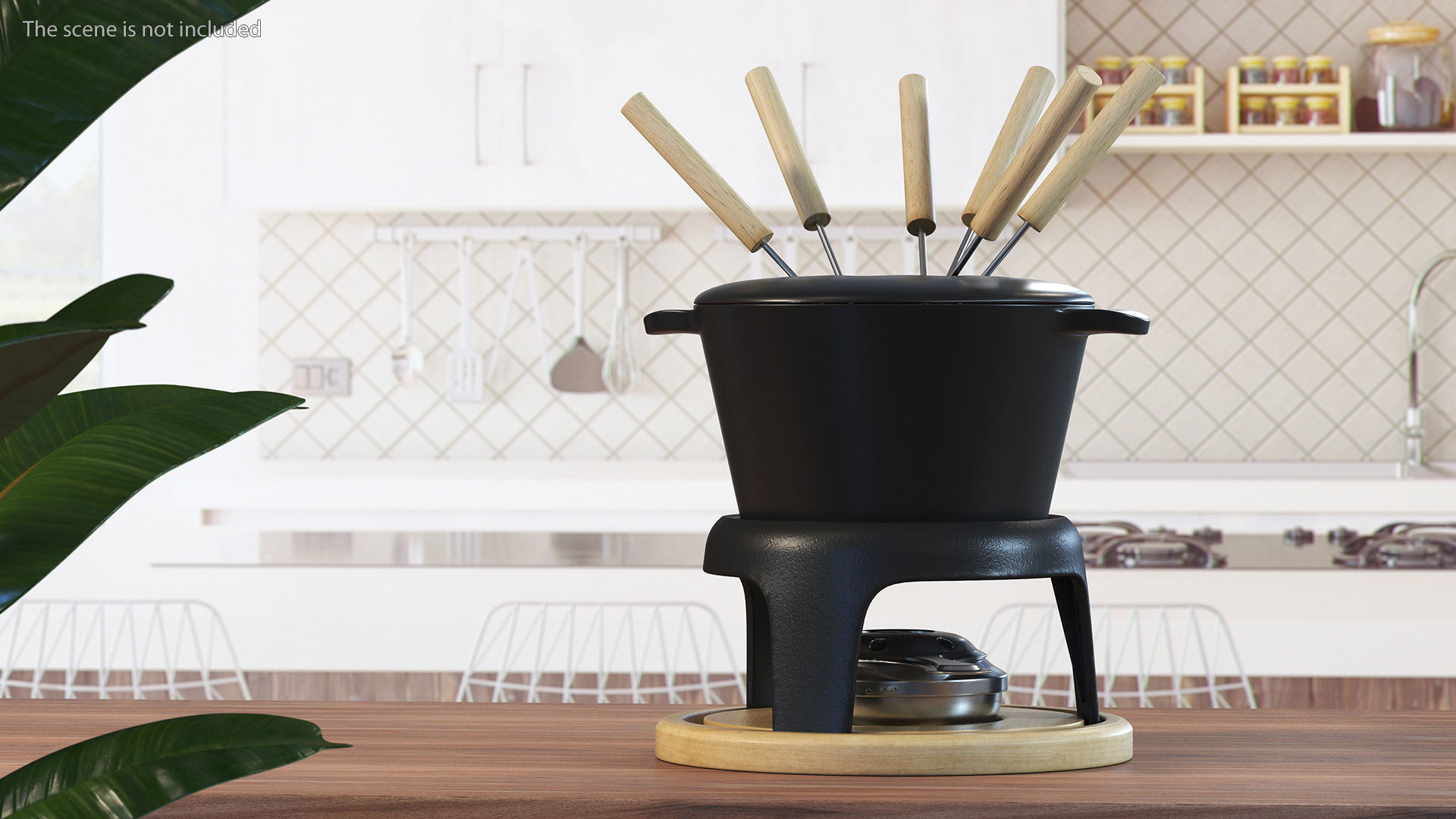 3D Cheese Fondue Set Black model