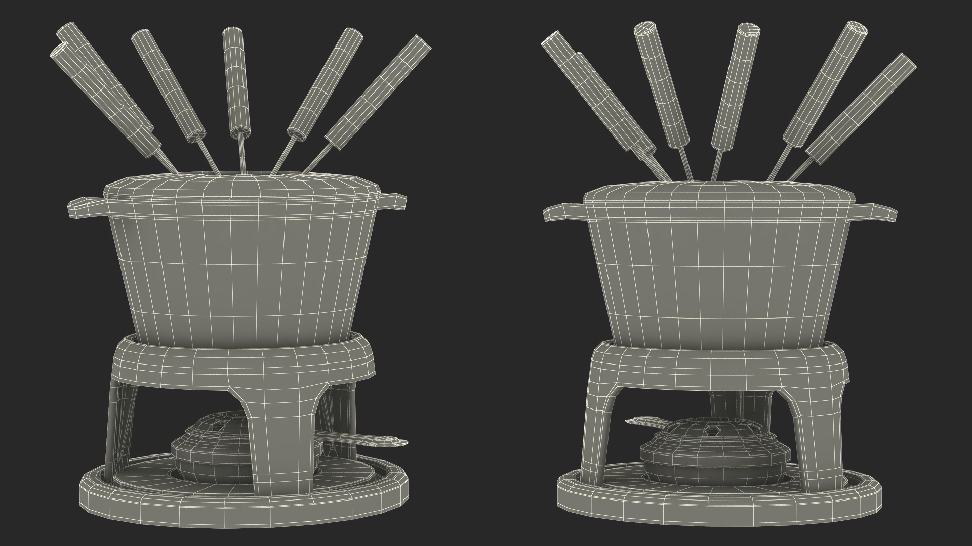 3D Cheese Fondue Set Black model
