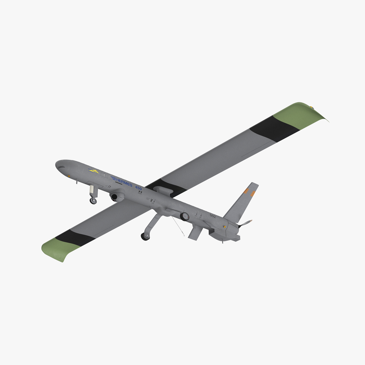Hermes 450 Multi-Role High Performance Tactical UAS Rigged for Cinema 4D 3D