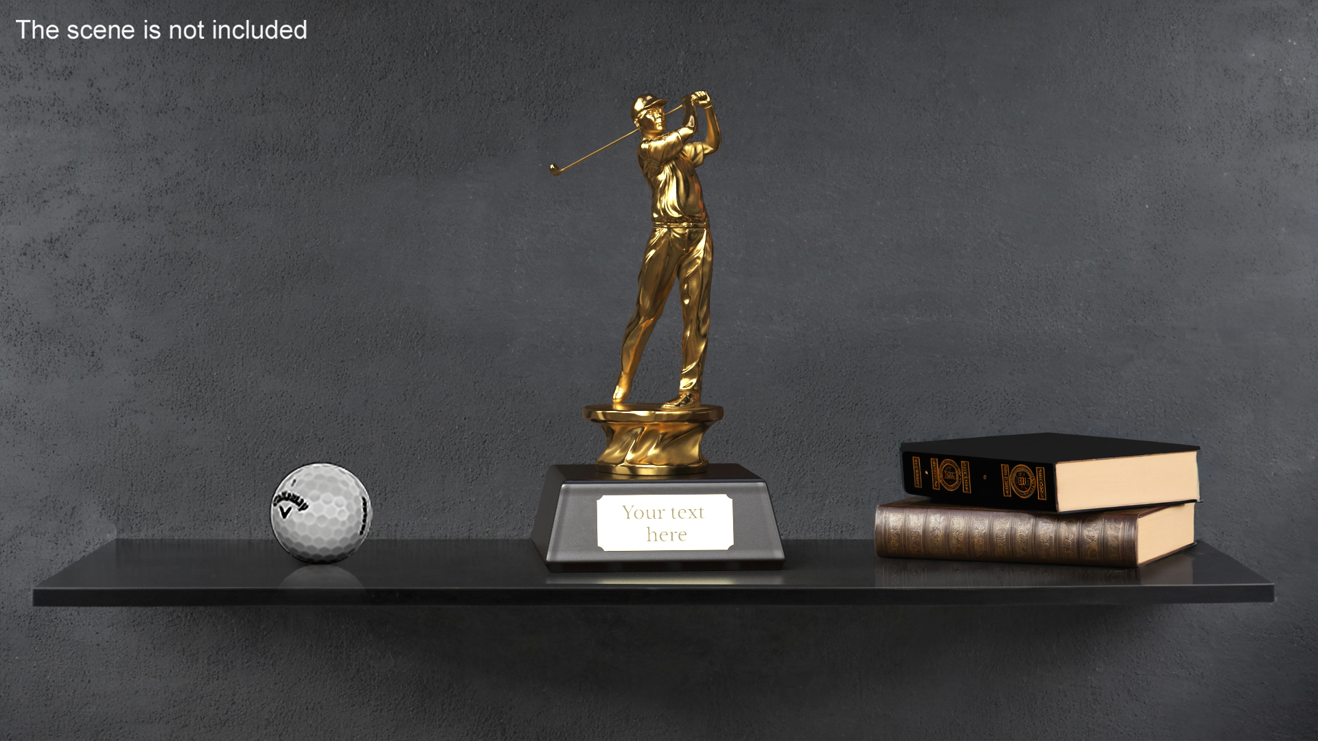3D Golfer Trophy Award Golden Mockup model