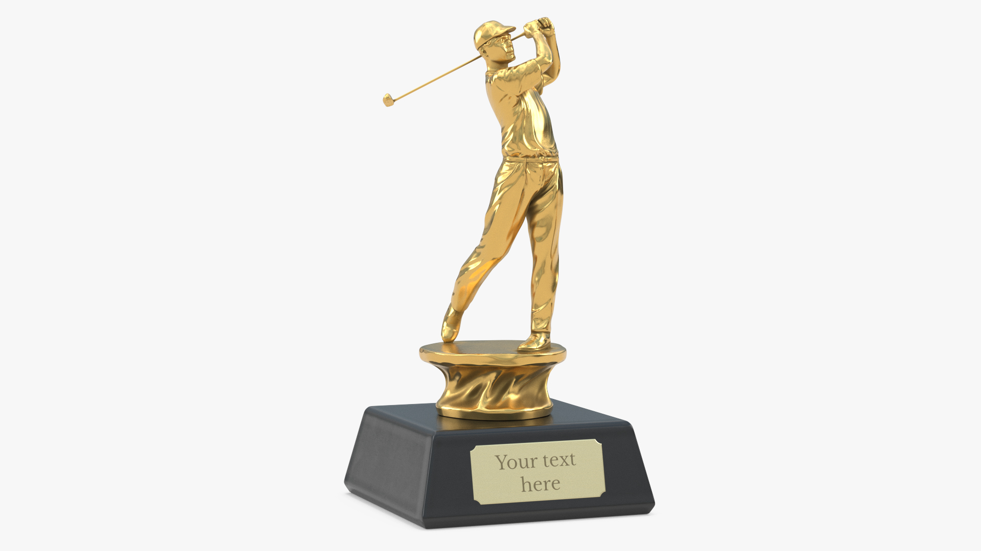 3D Golfer Trophy Award Golden Mockup model