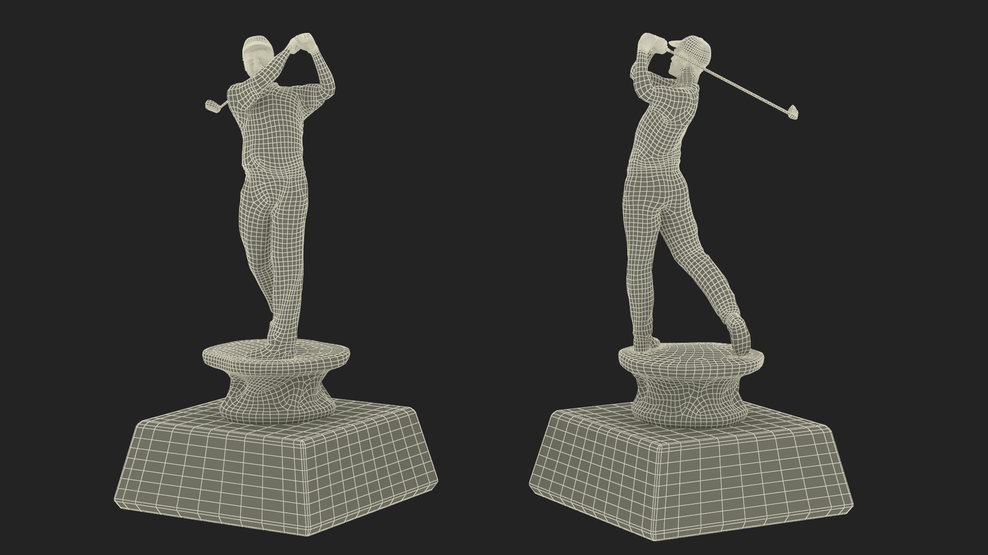 3D Golfer Trophy Award Golden Mockup model
