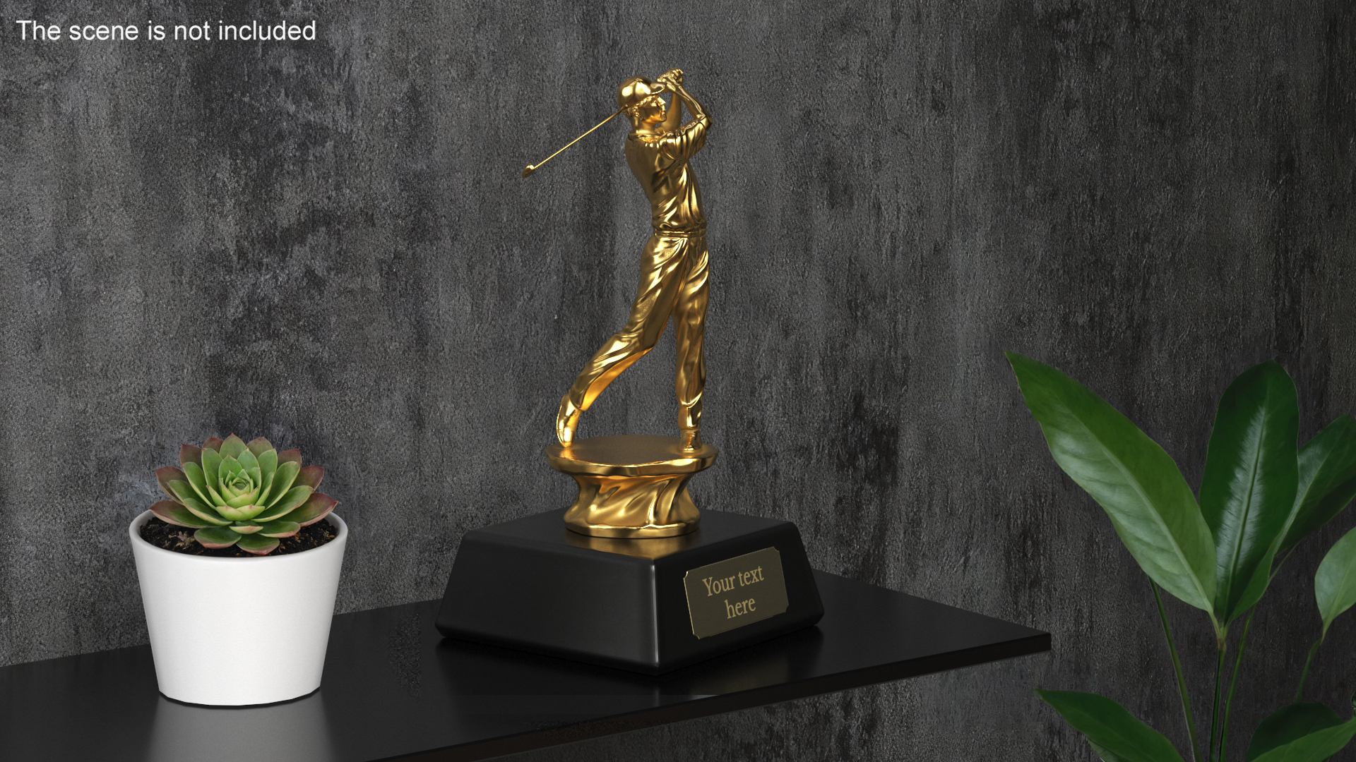 3D Golfer Trophy Award Golden Mockup model