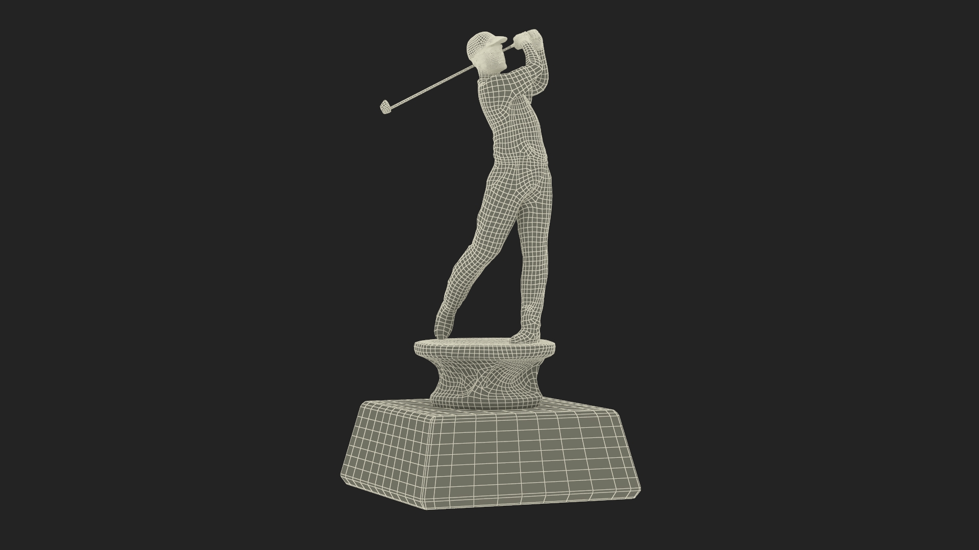 3D Golfer Trophy Award Golden Mockup model