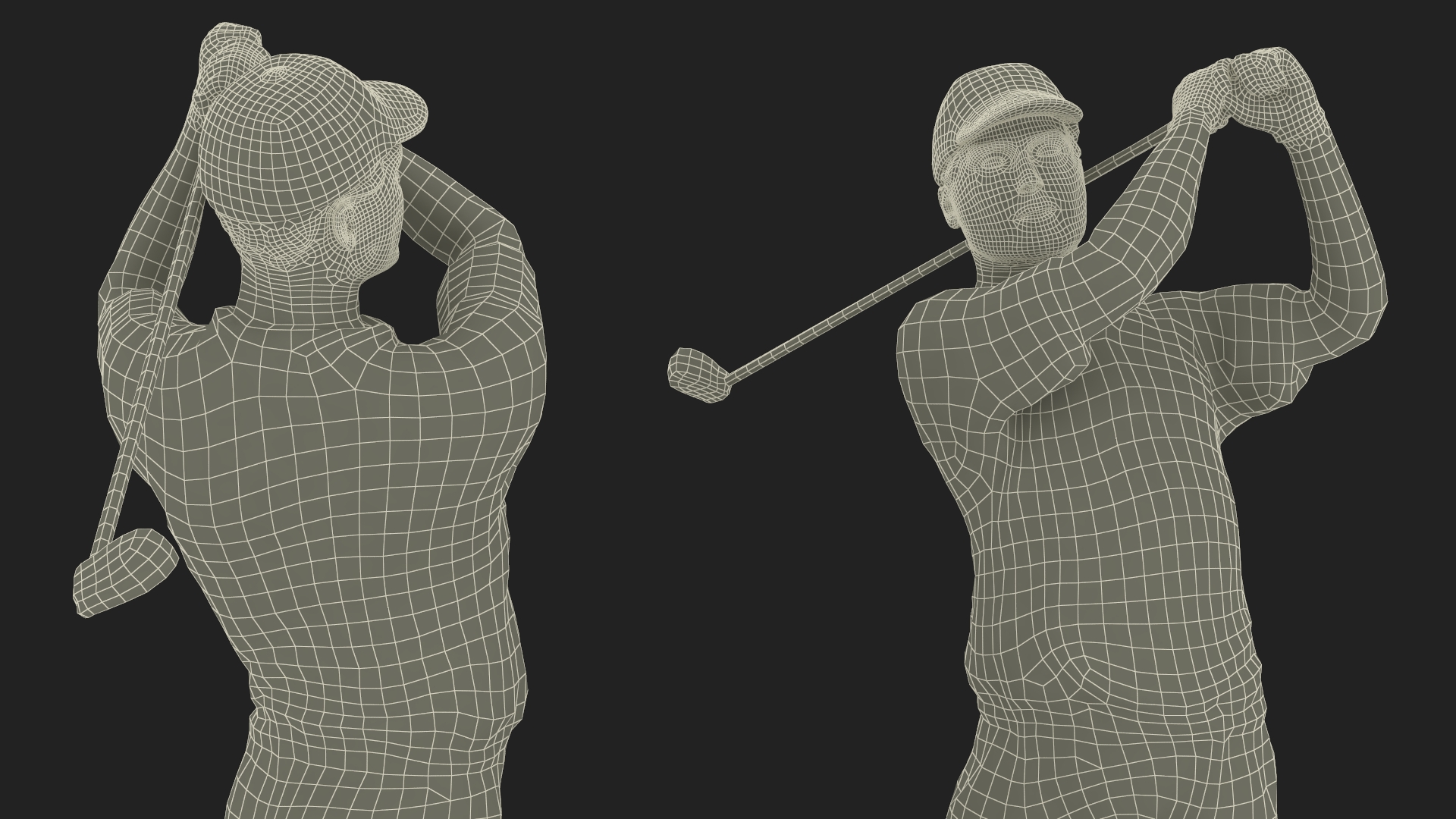 3D Golfer Trophy Award Golden Mockup model