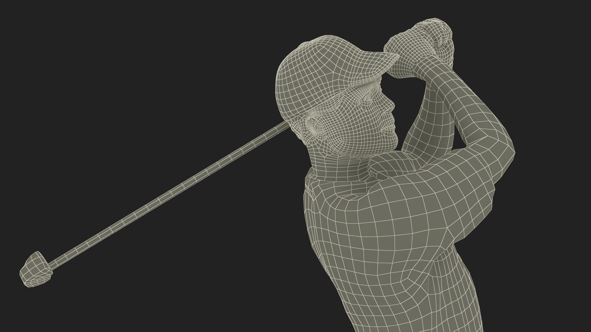 3D Golfer Trophy Award Golden Mockup model