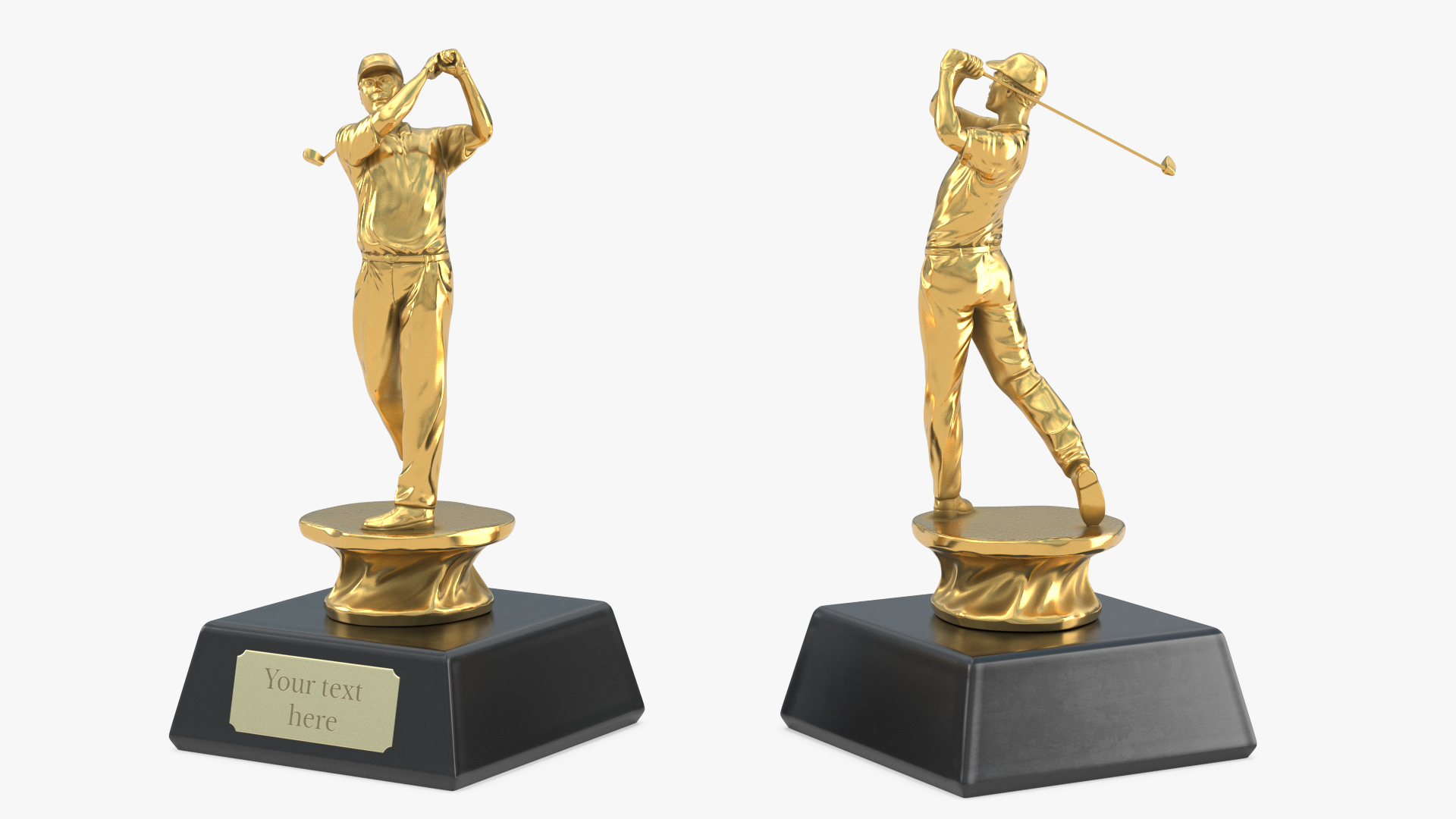 3D Golfer Trophy Award Golden Mockup model