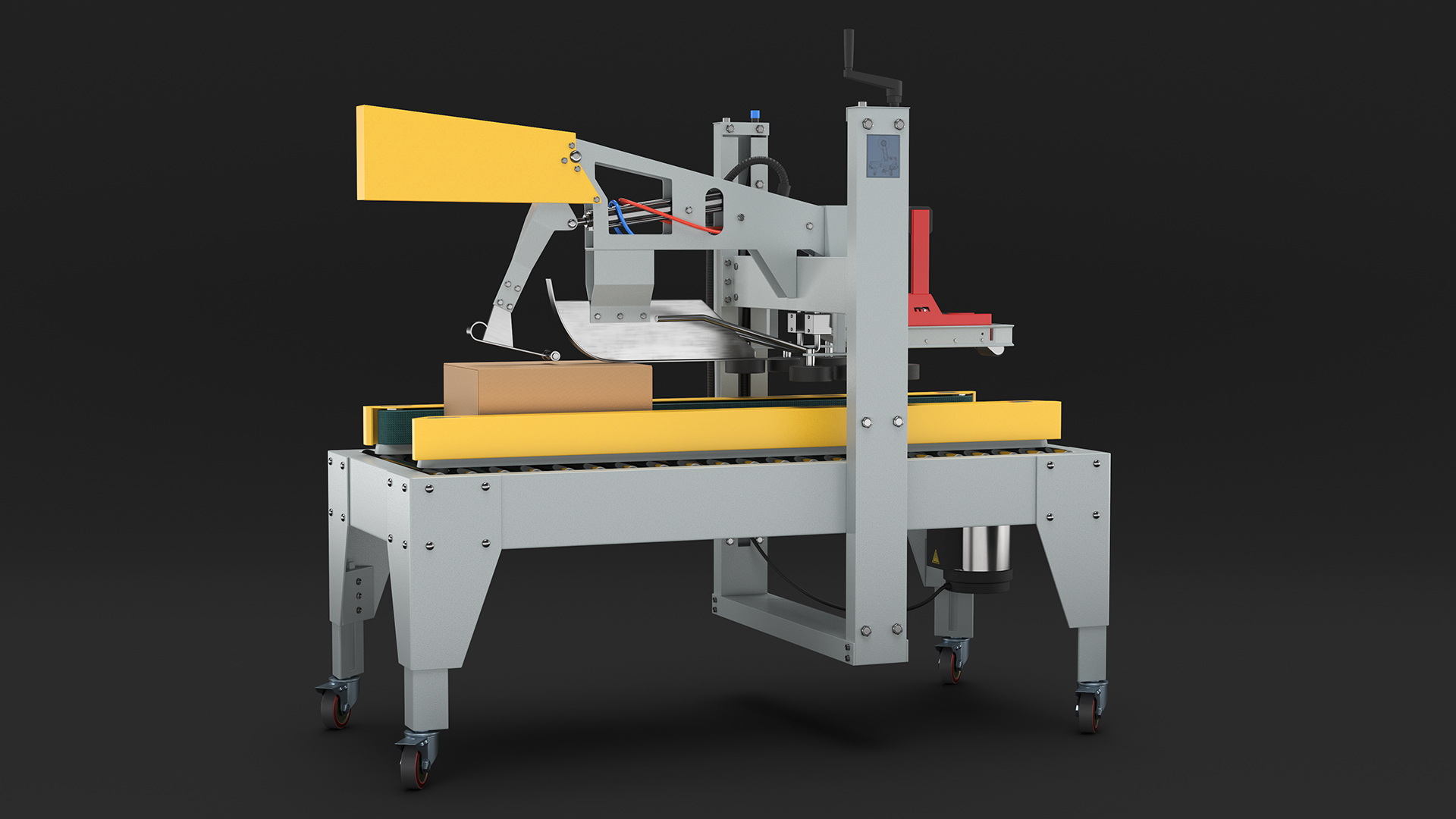 3D model Auto Carton Packing Machine Yellow Rigged for Maya