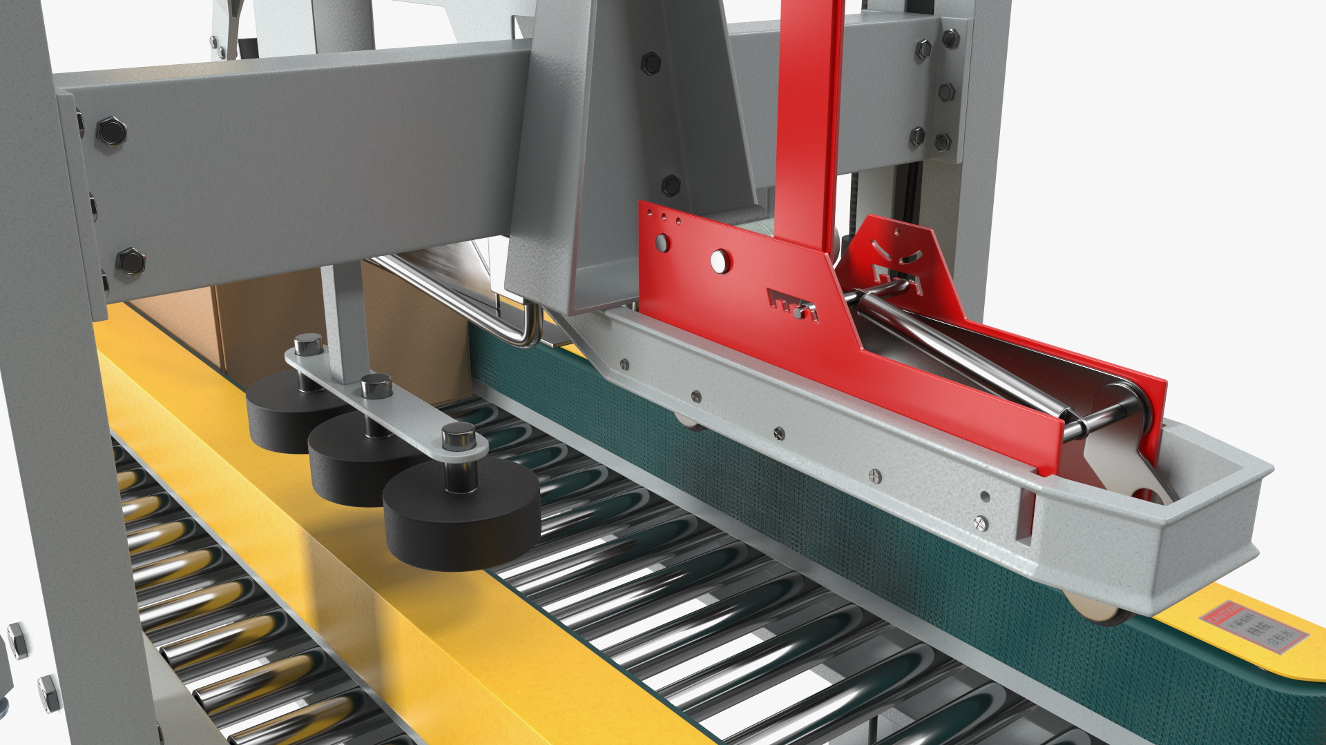 3D model Auto Carton Packing Machine Yellow Rigged for Maya