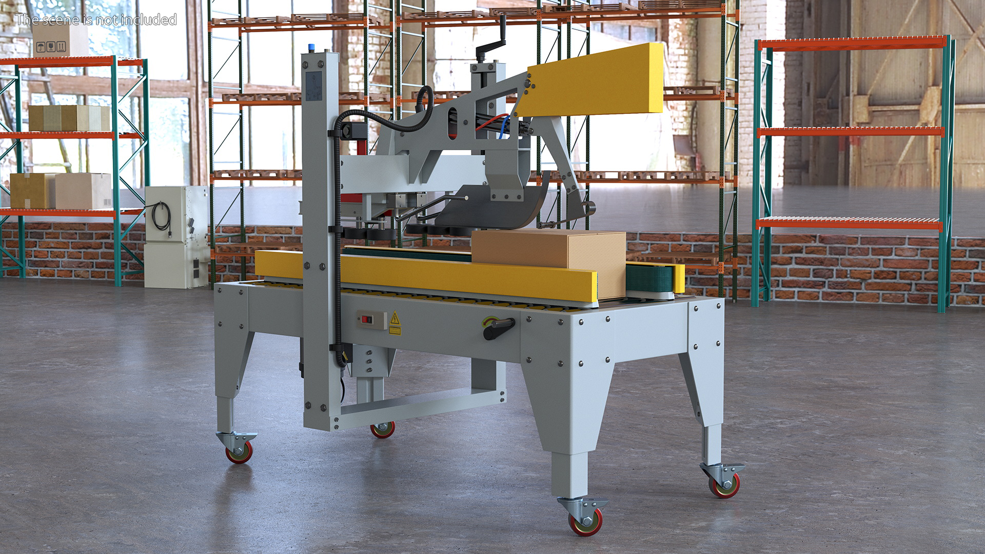 3D model Auto Carton Packing Machine Yellow Rigged for Maya