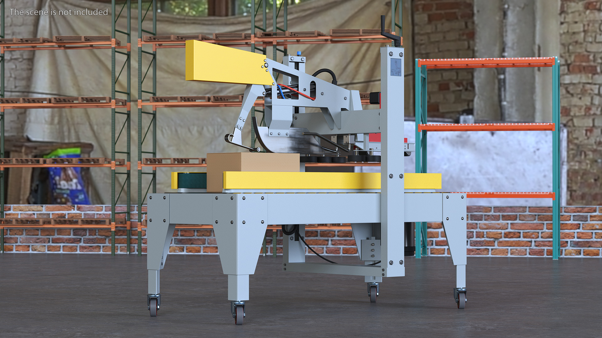 3D model Auto Carton Packing Machine Yellow Rigged for Maya