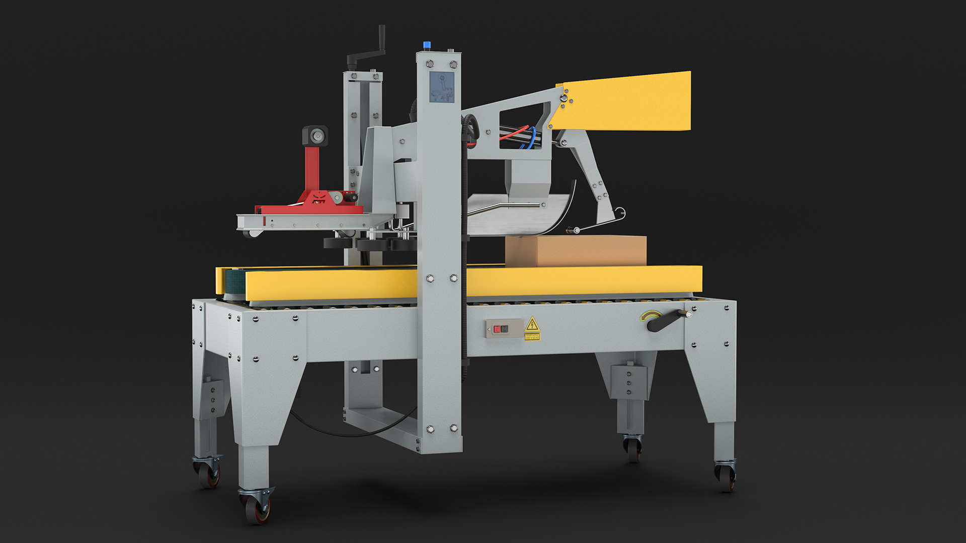 3D model Auto Carton Packing Machine Yellow Rigged for Maya