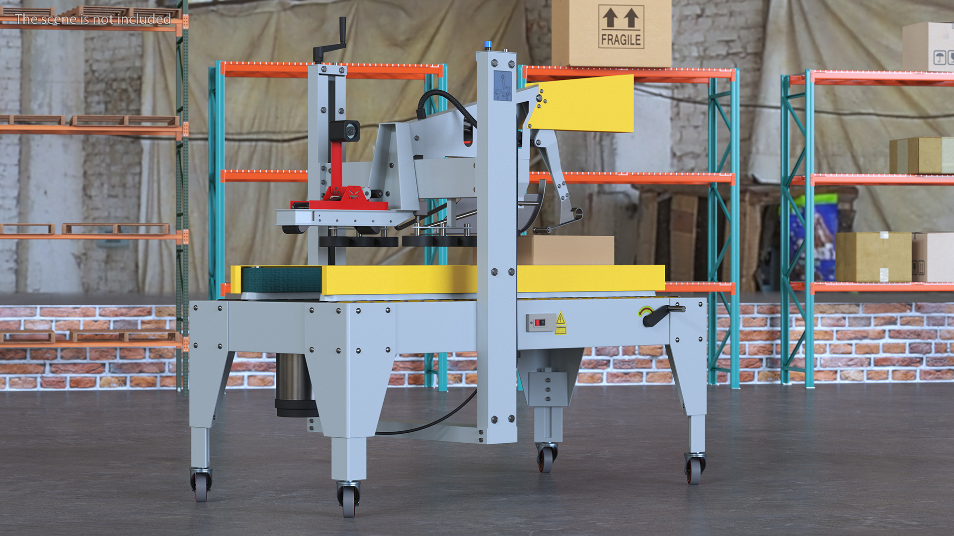 3D model Auto Carton Packing Machine Yellow Rigged for Maya