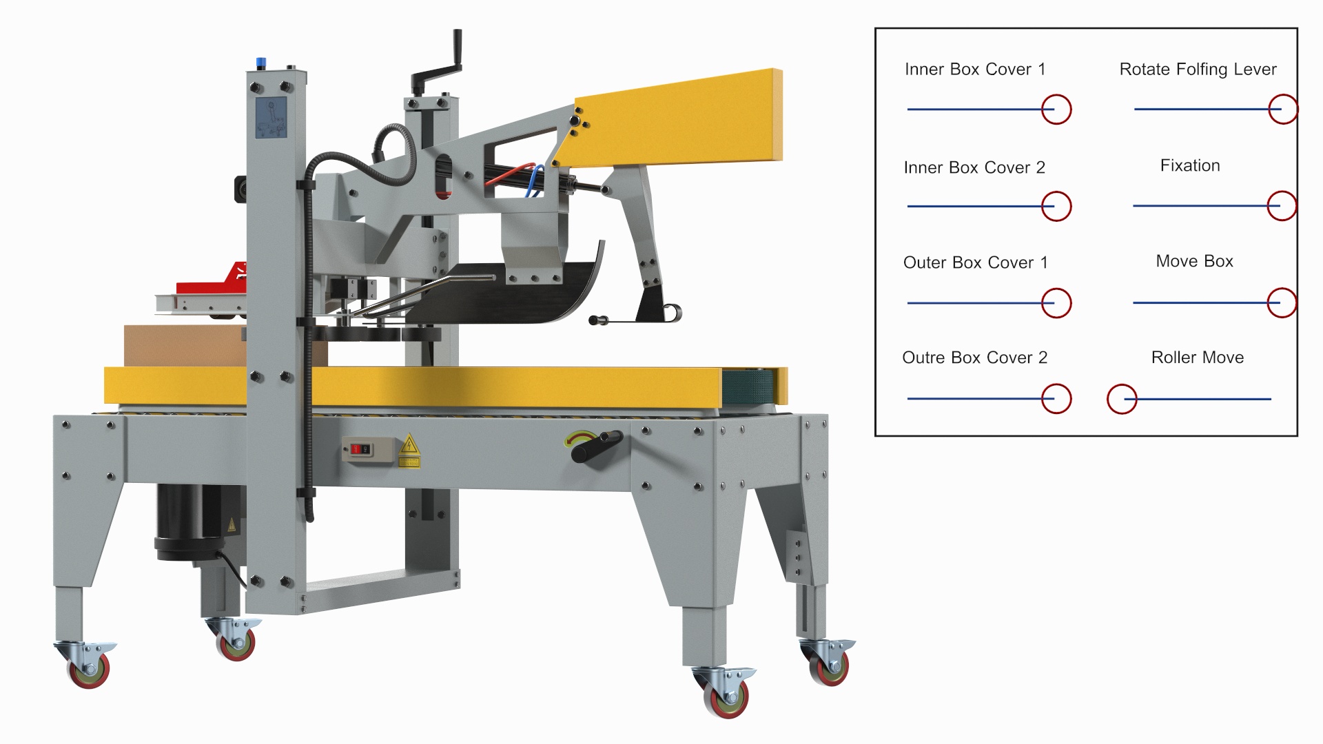 3D model Auto Carton Packing Machine Yellow Rigged for Maya