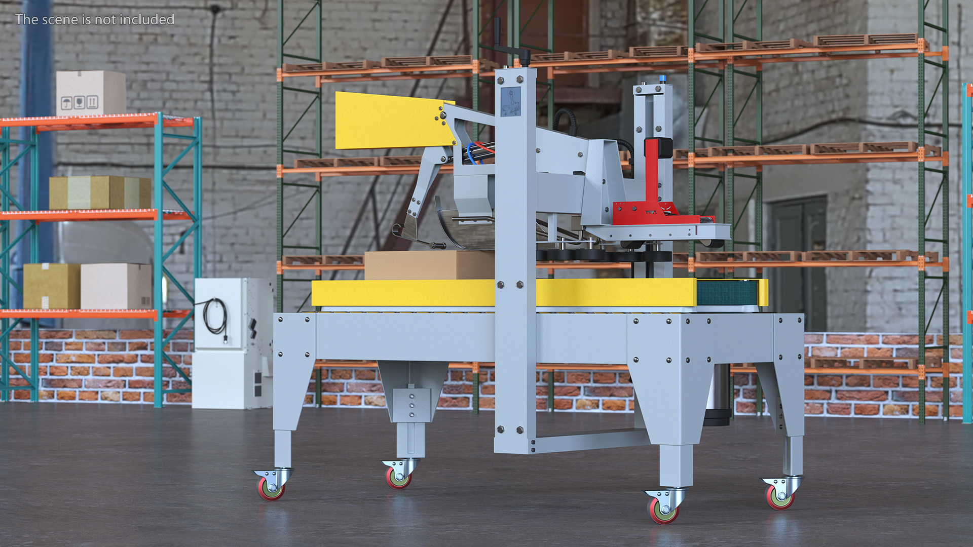 3D model Auto Carton Packing Machine Yellow Rigged for Maya