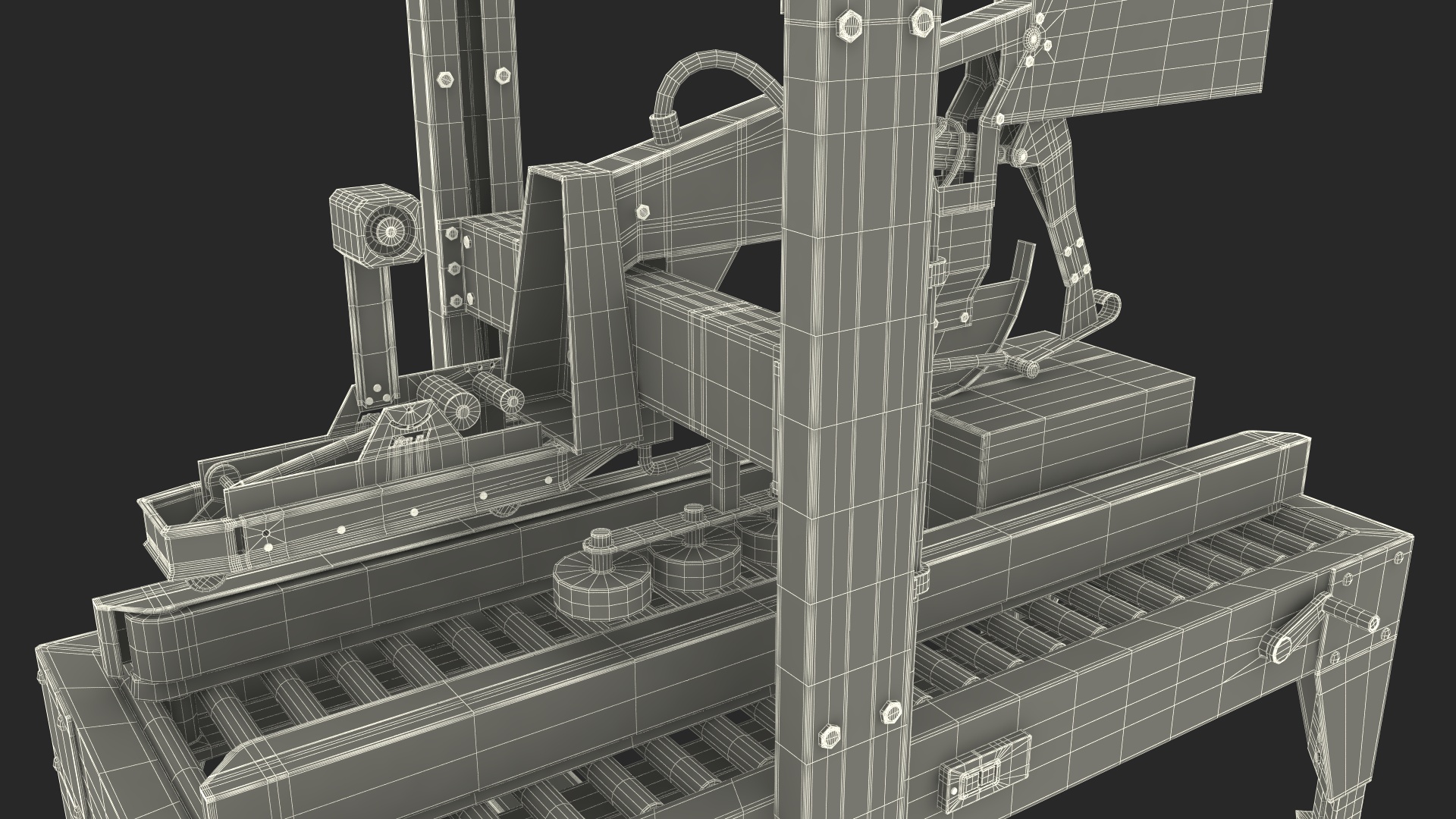 3D model Auto Carton Packing Machine Yellow Rigged for Maya