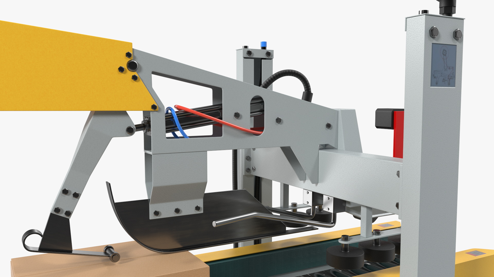 3D model Auto Carton Packing Machine Yellow Rigged for Maya