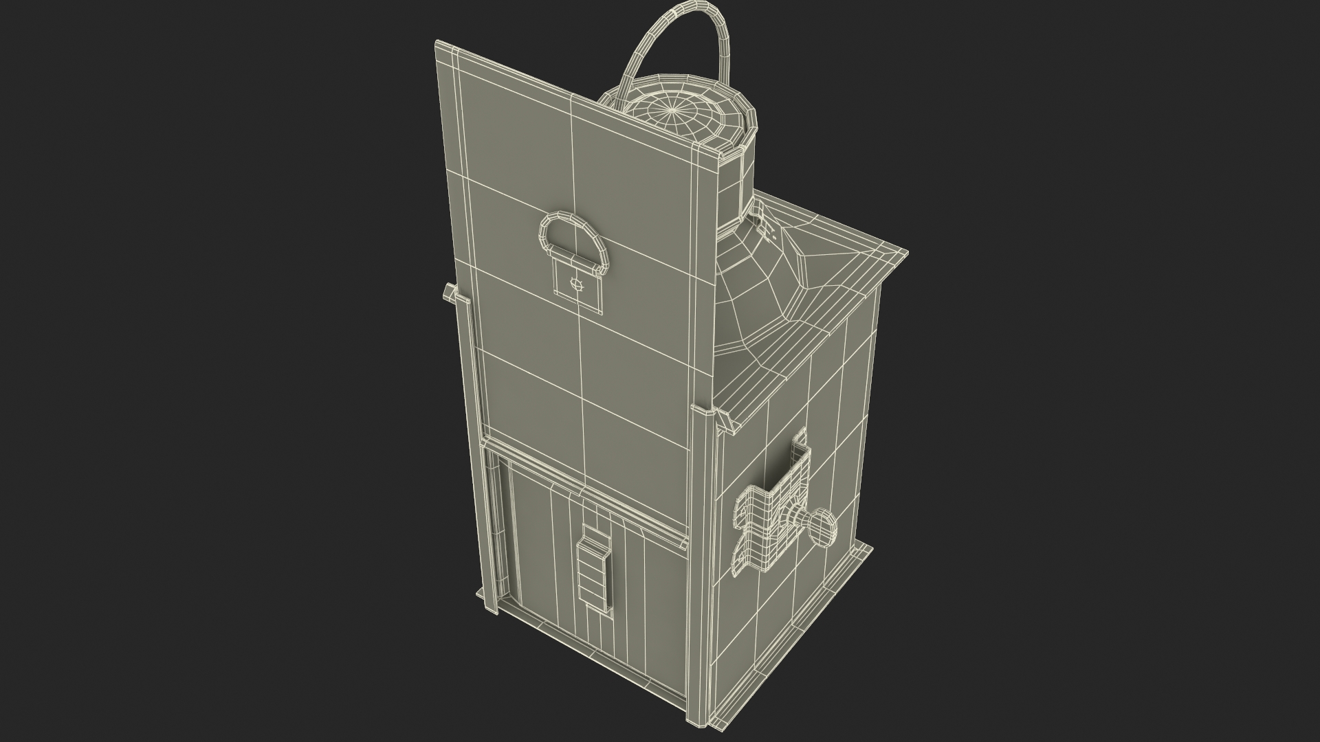 Antique Copper Ship Lantern with Black Glass 3D model