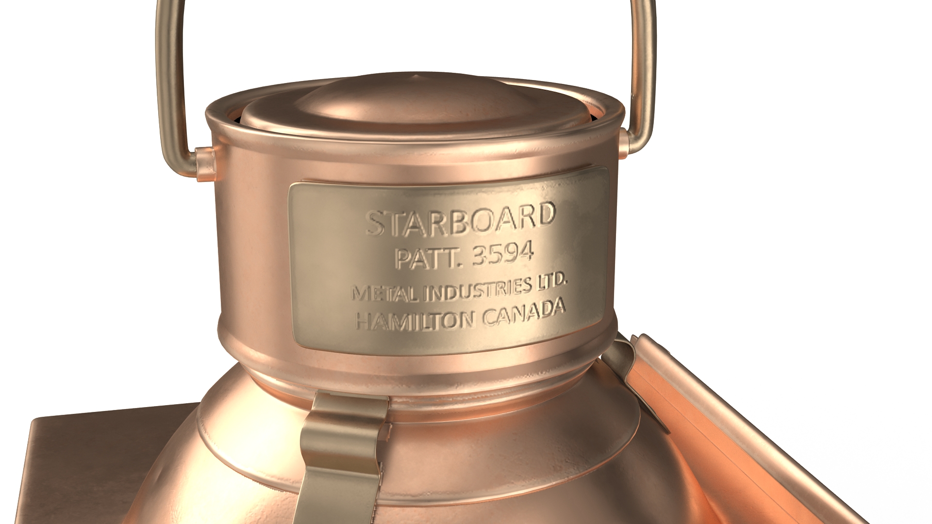Antique Copper Ship Lantern with Black Glass 3D model