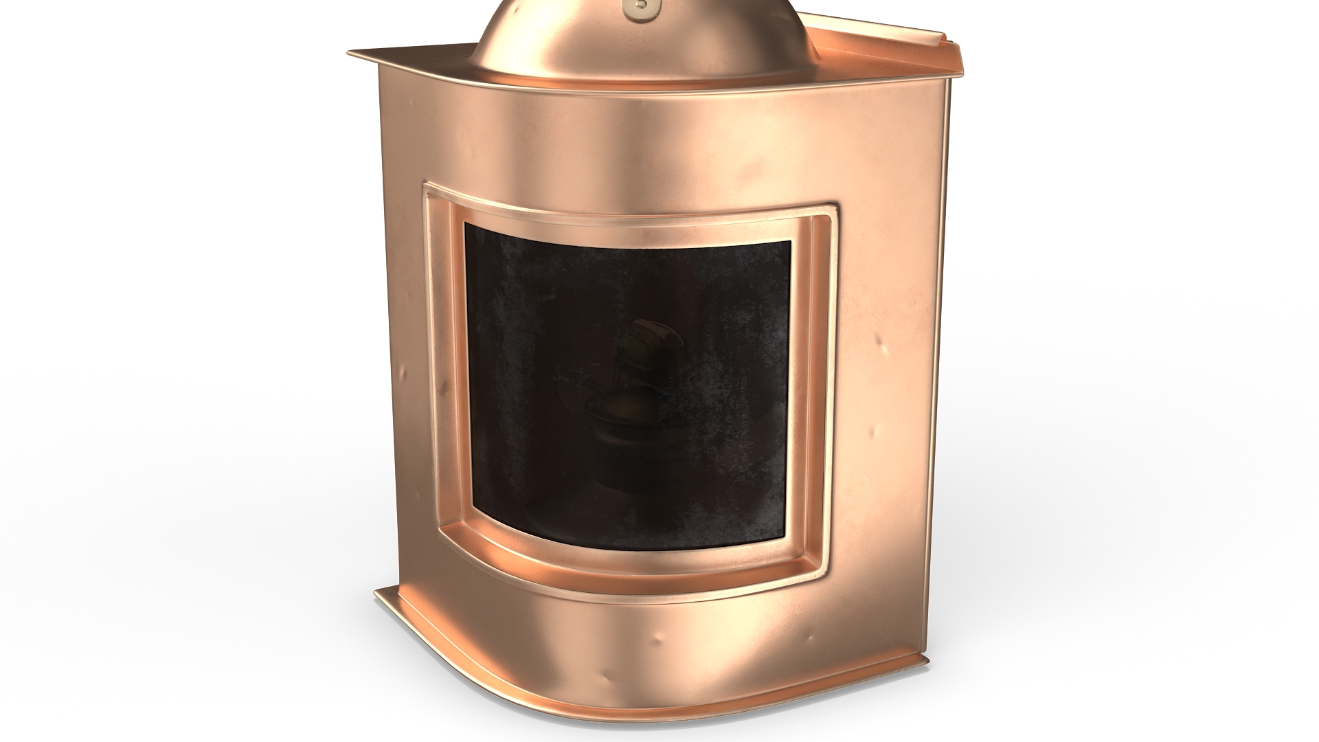 Antique Copper Ship Lantern with Black Glass 3D model