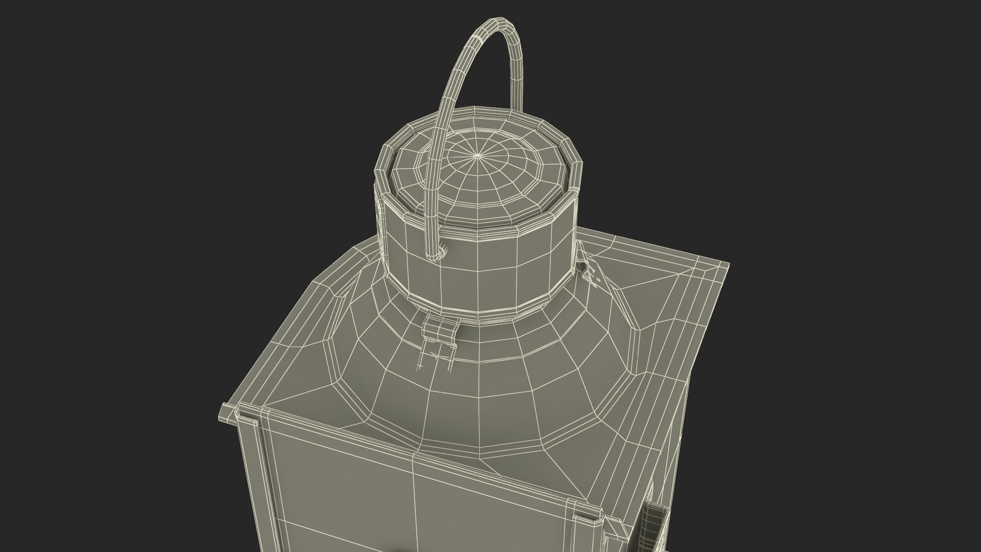 Antique Copper Ship Lantern with Black Glass 3D model