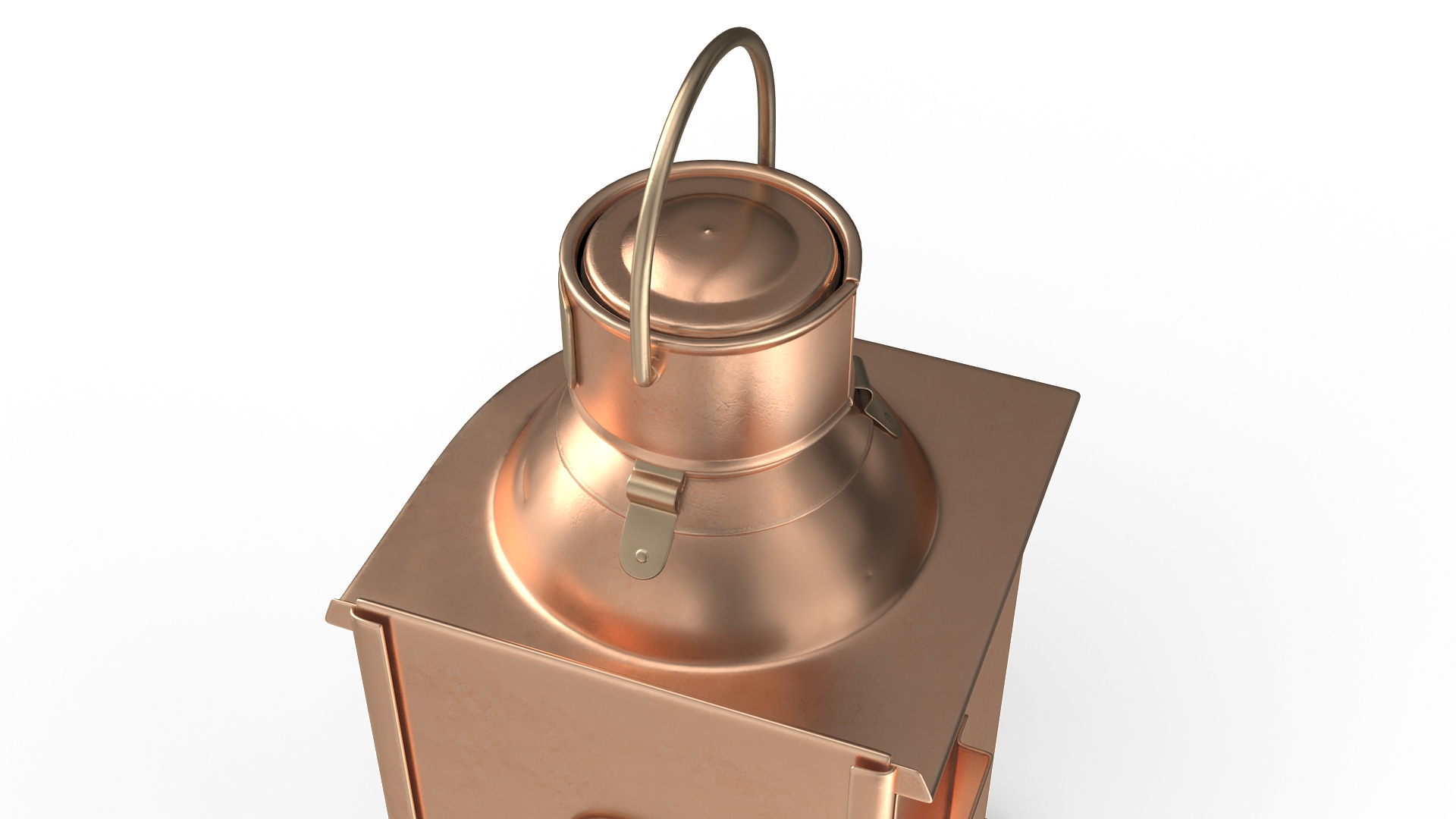 Antique Copper Ship Lantern with Black Glass 3D model