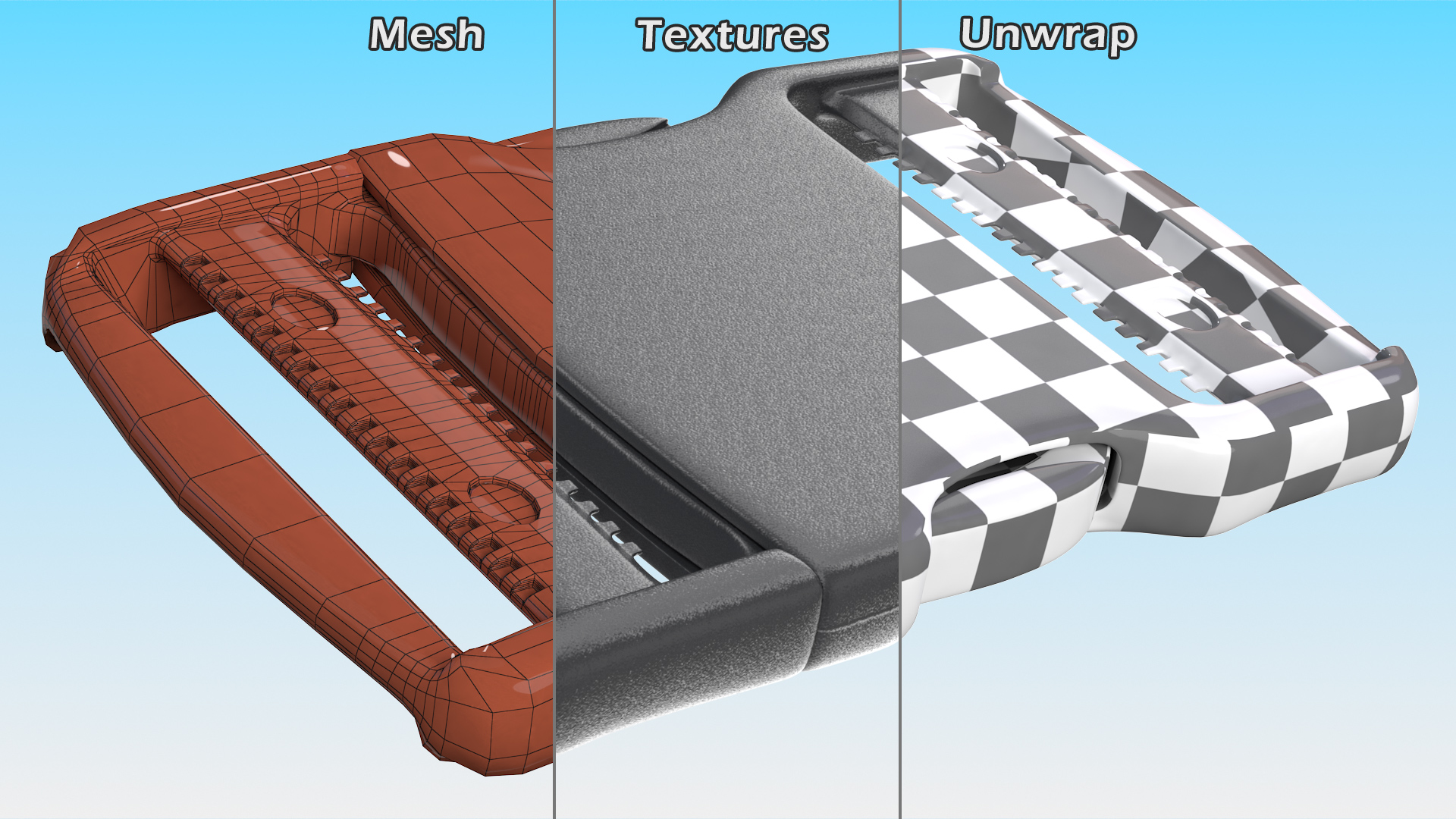 3D Flat Dual Adjustable Side Release Plastic Buckle model