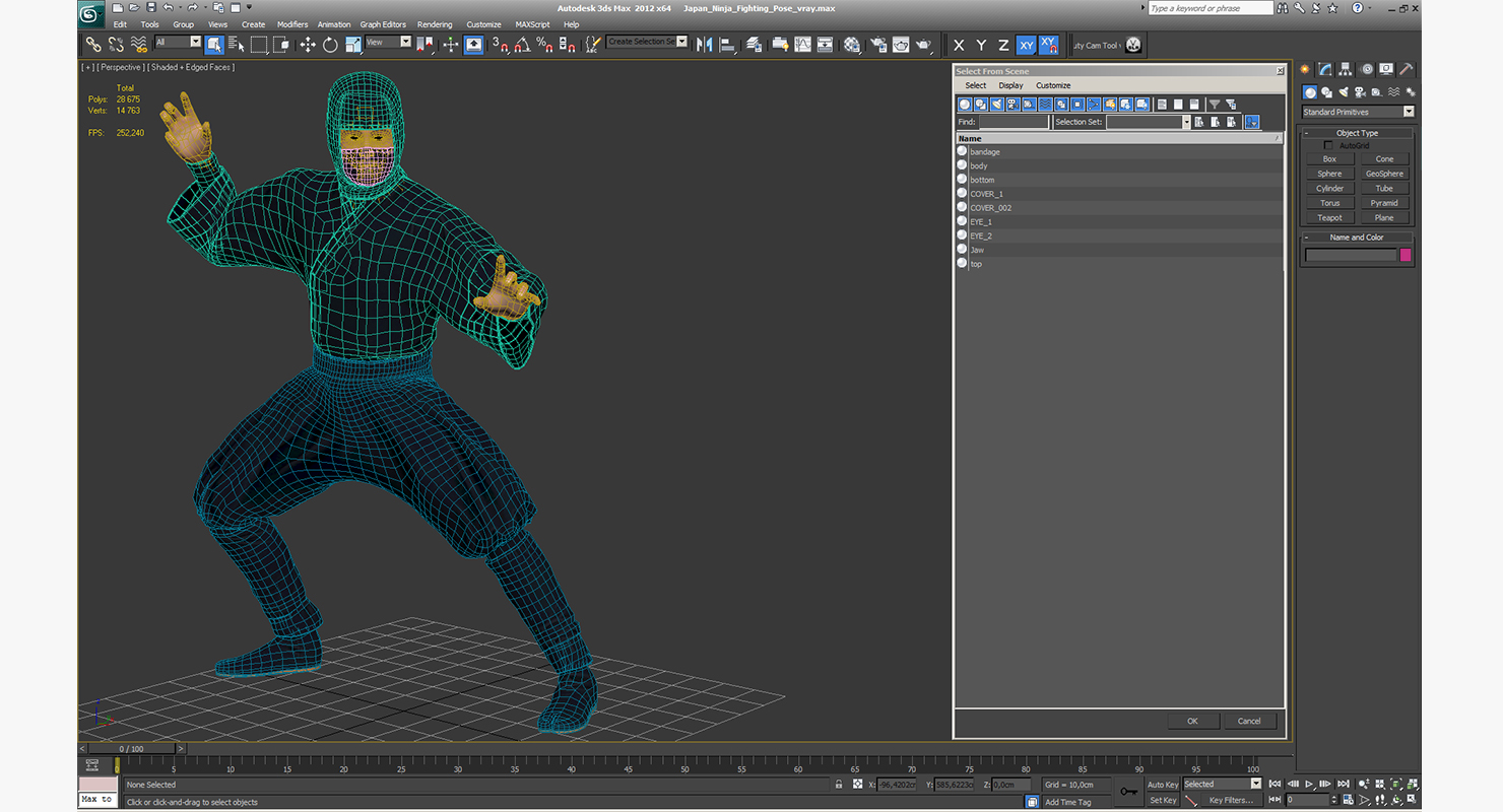 3D model Japan Ninja Fighting Pose