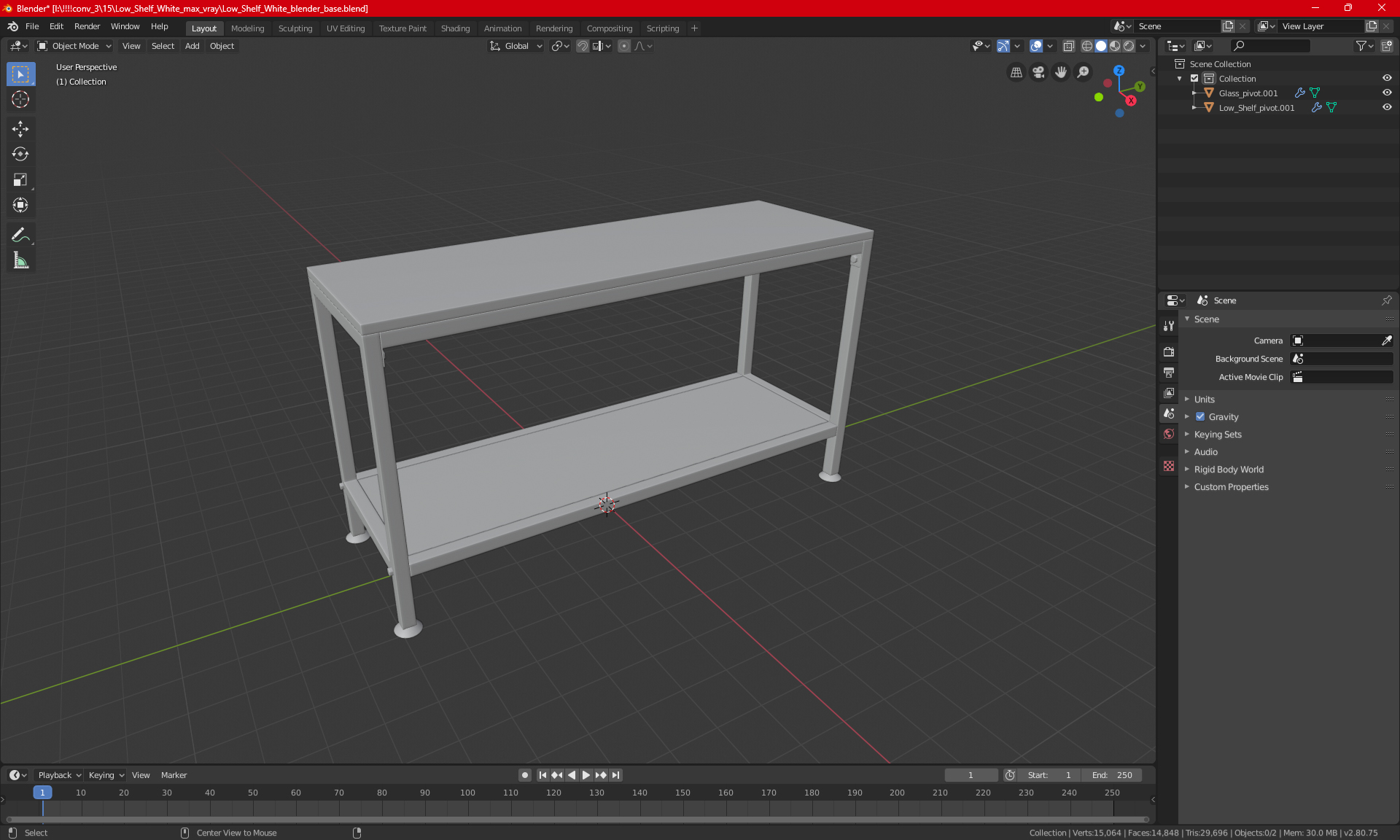 3D model Low Shelf White
