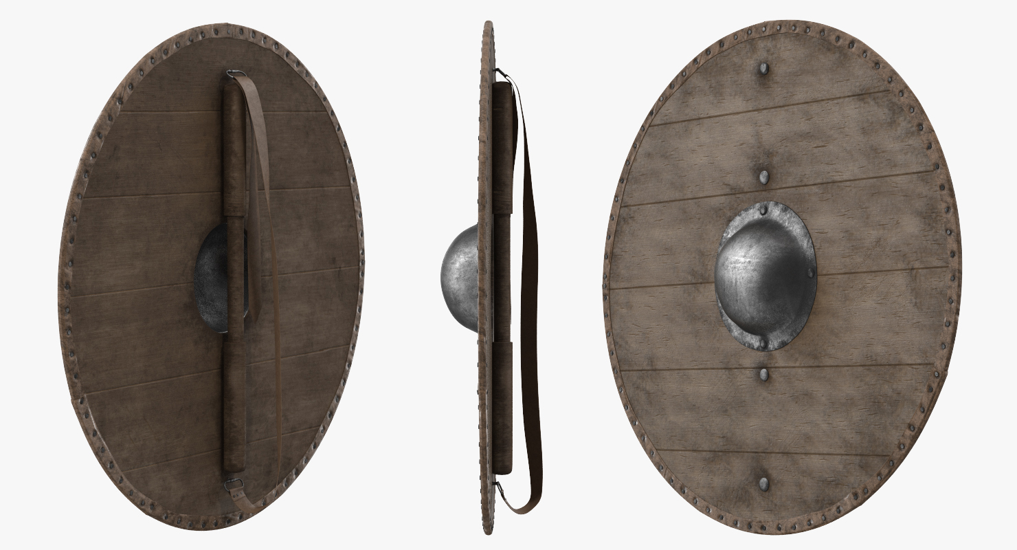 3D Medieval Round Wooden Shield model