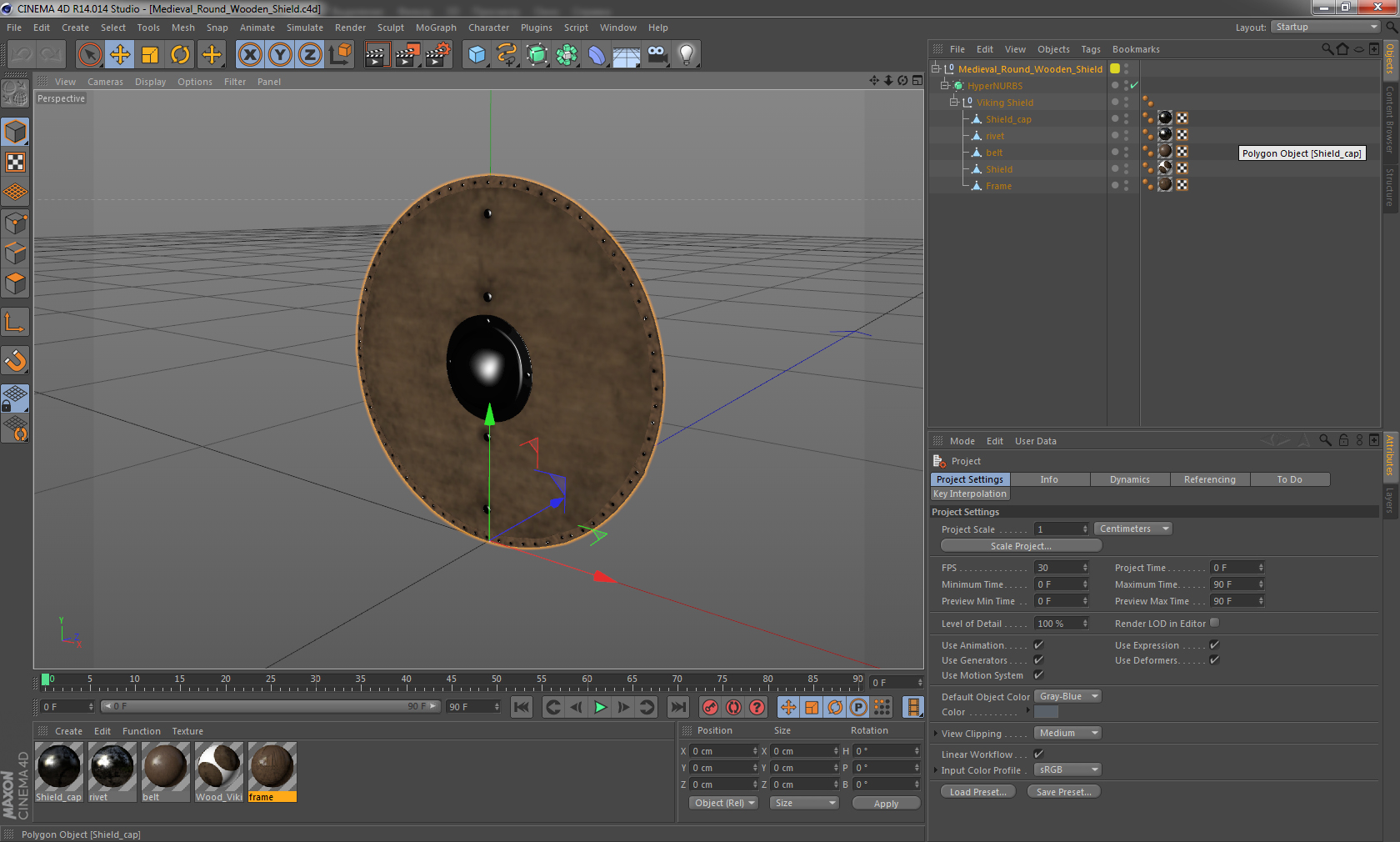 3D Medieval Round Wooden Shield model