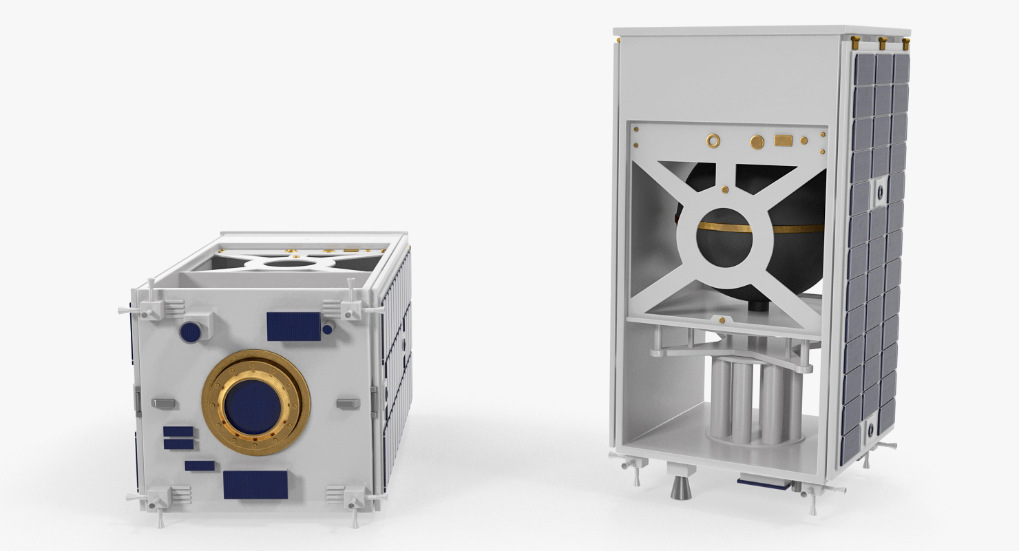 3D Satellite with Collapsed Panels