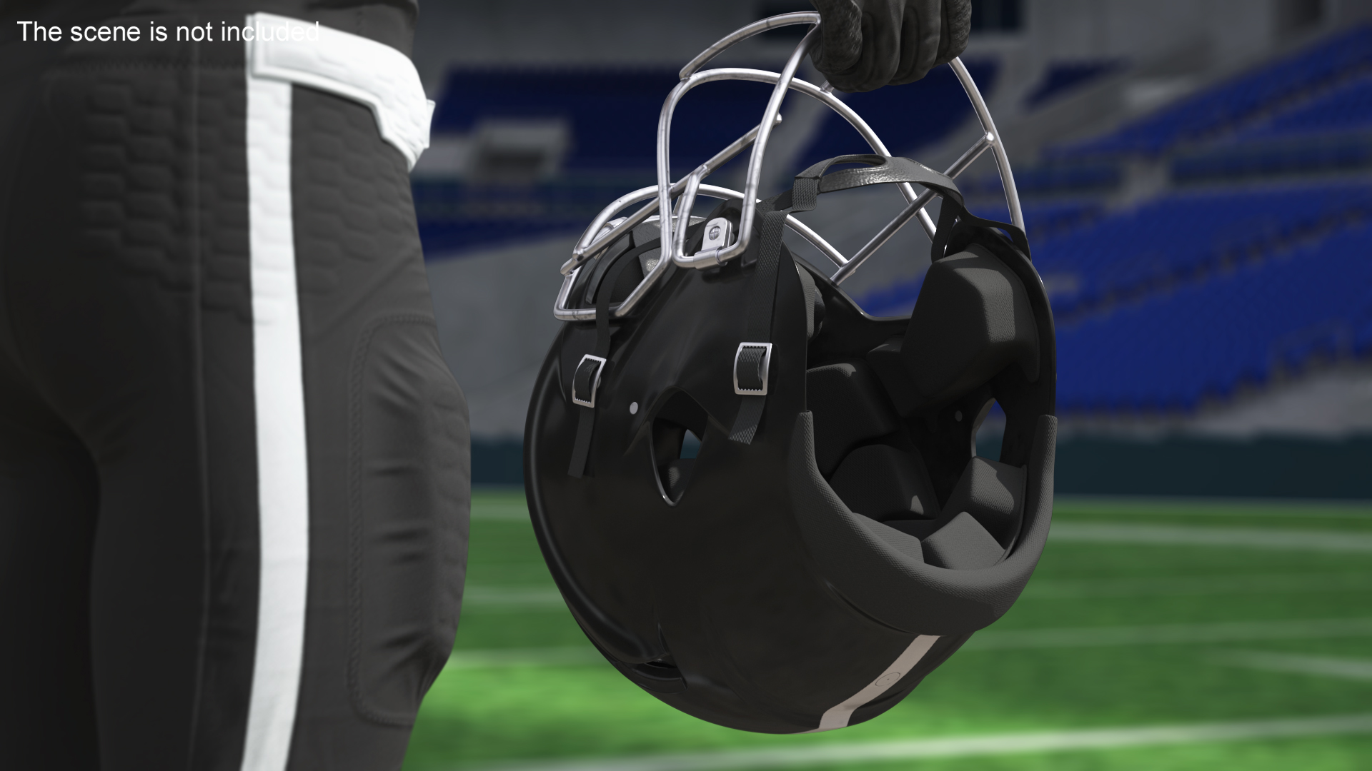 Helmet Black American Football Player 3D