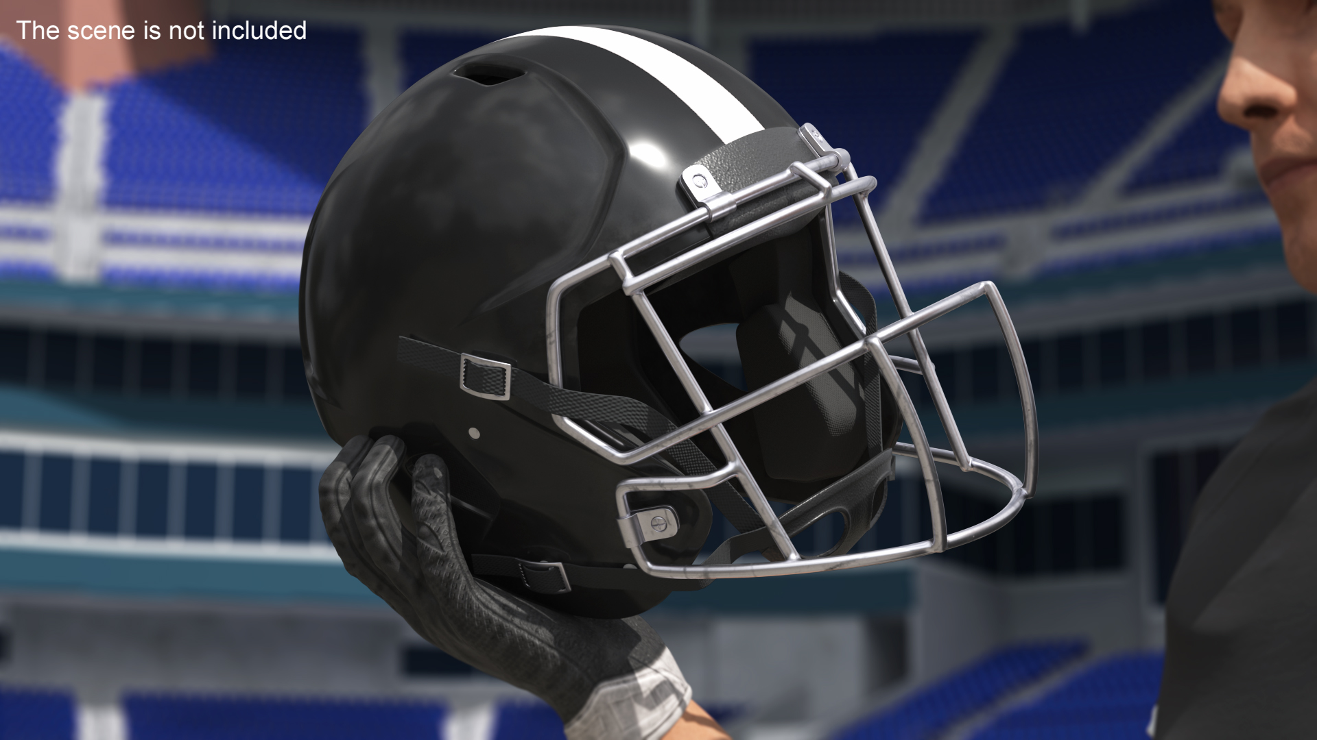Helmet Black American Football Player 3D