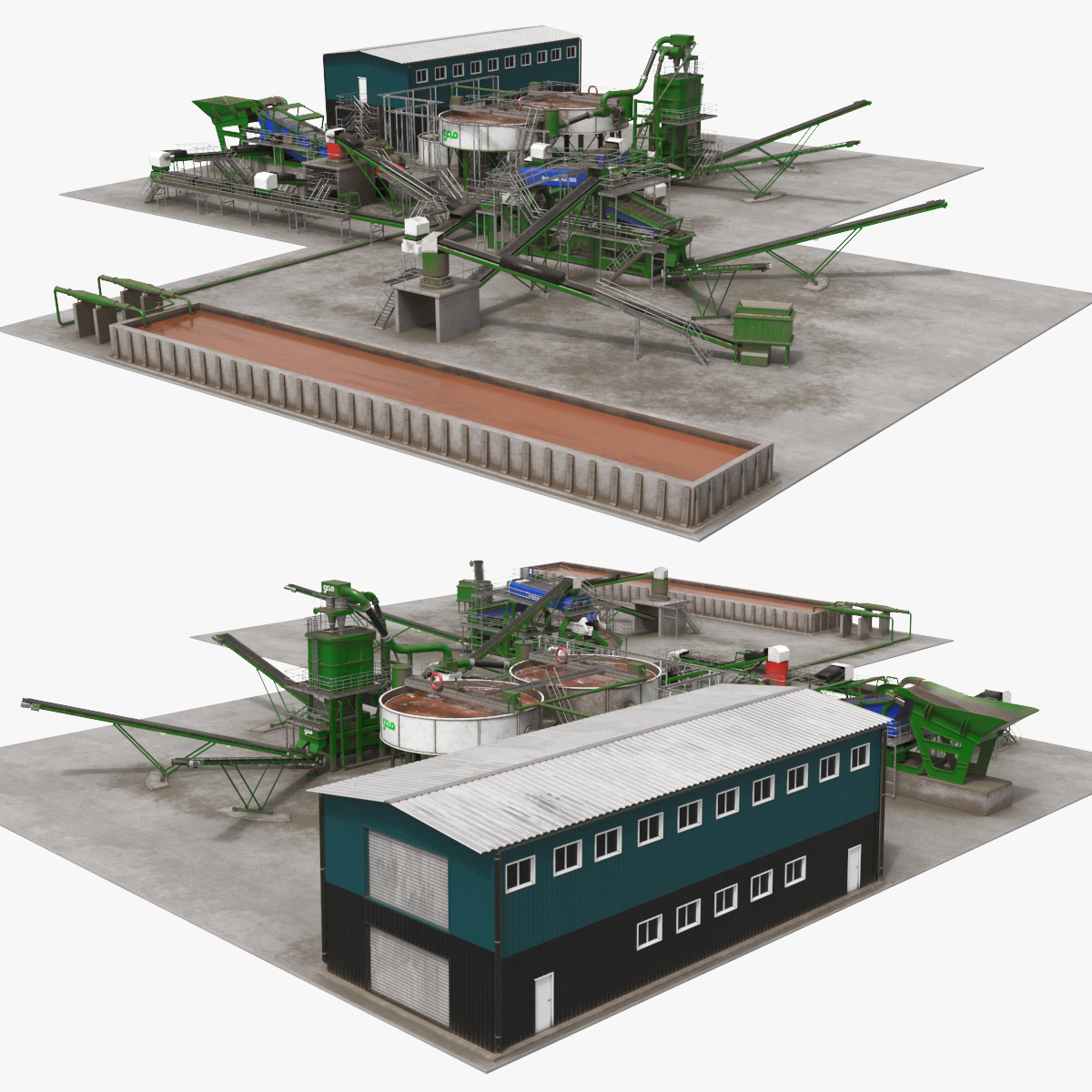 CFLO Rotomax RX1000 Recycling Plant 3D model preview