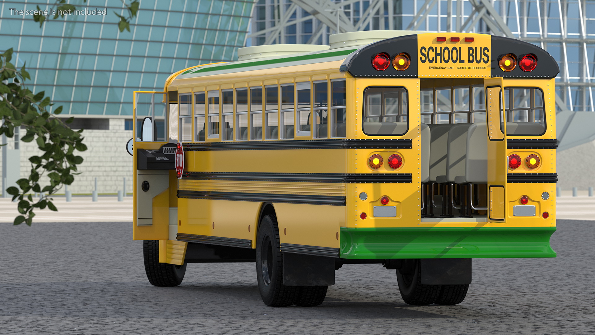 3D Electric Blue Bird Vision School Bus Rigged model