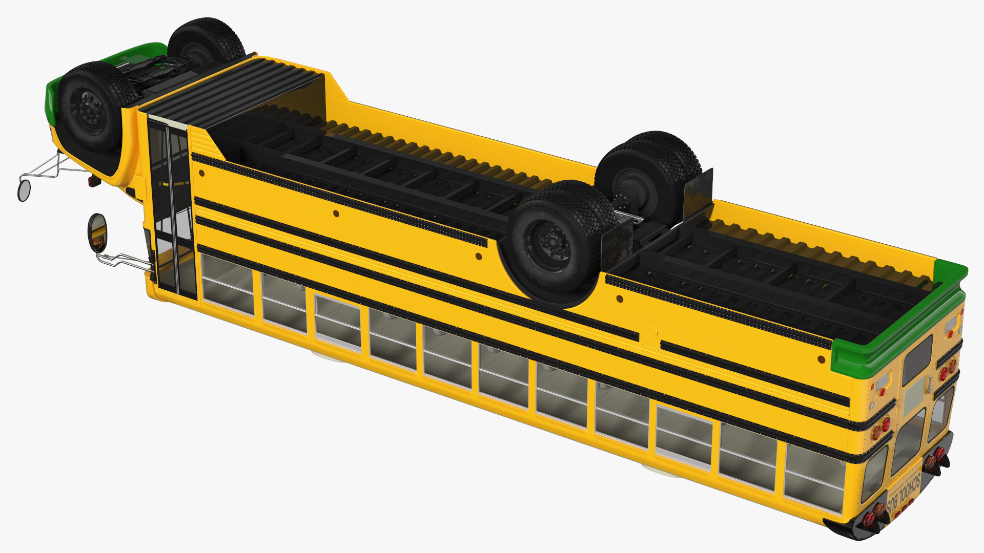3D Electric Blue Bird Vision School Bus Rigged model