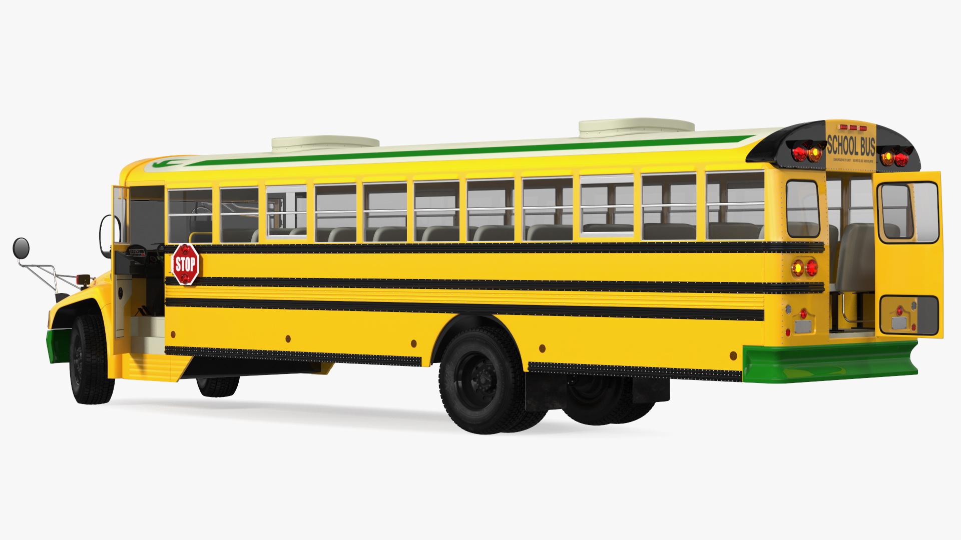 3D Electric Blue Bird Vision School Bus Rigged model