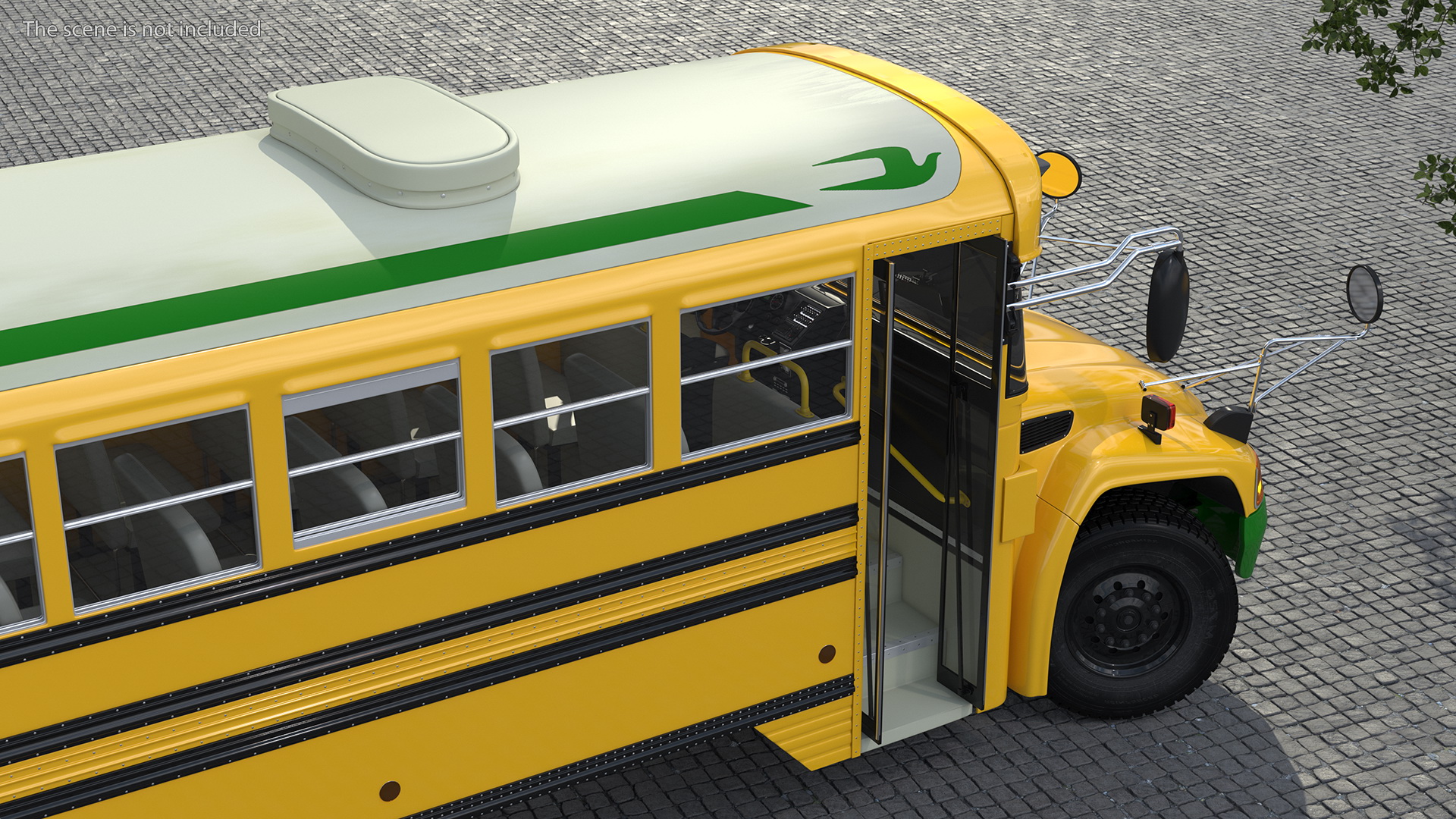 3D Electric Blue Bird Vision School Bus Rigged model