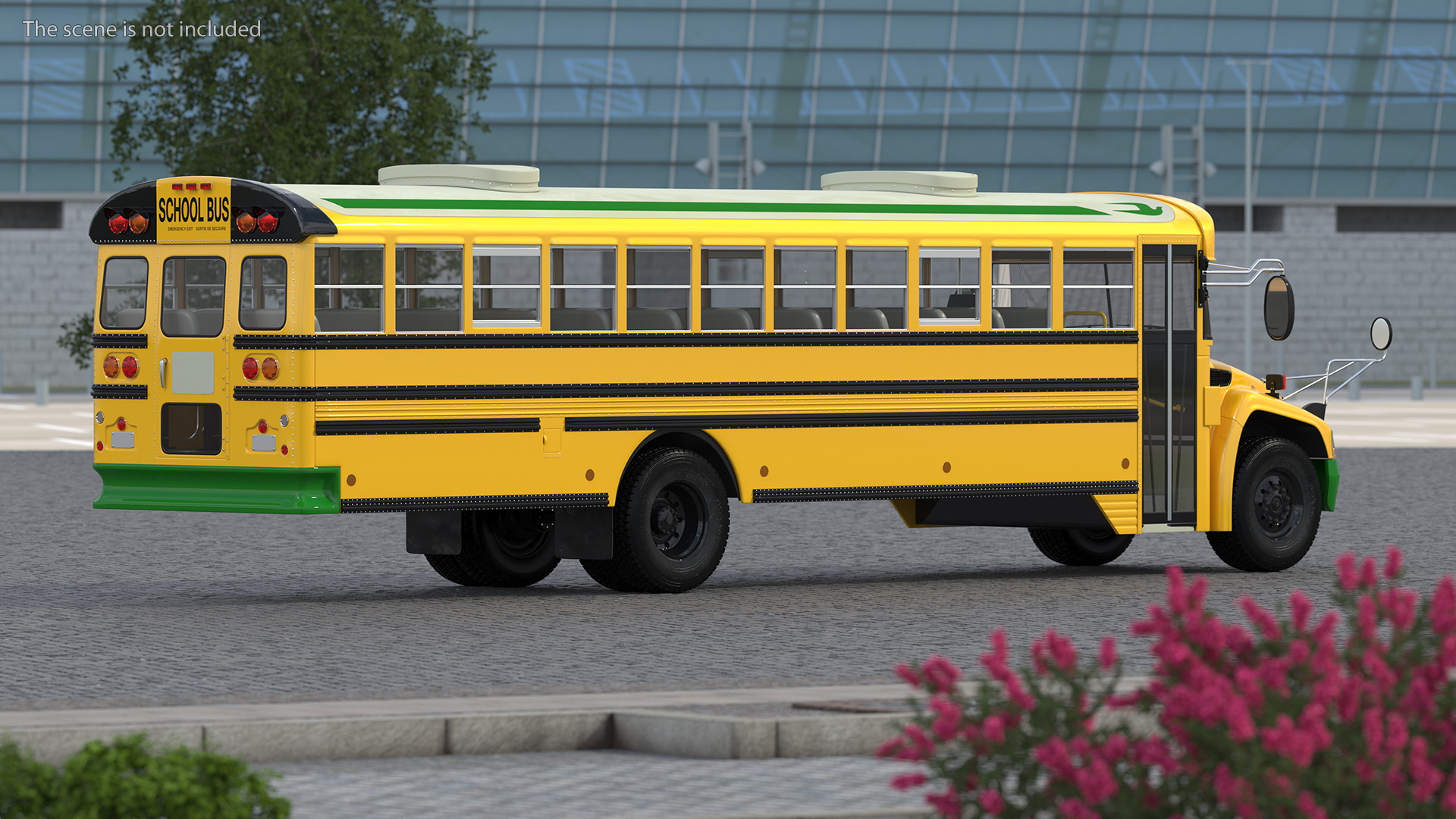 3D Electric Blue Bird Vision School Bus Rigged model
