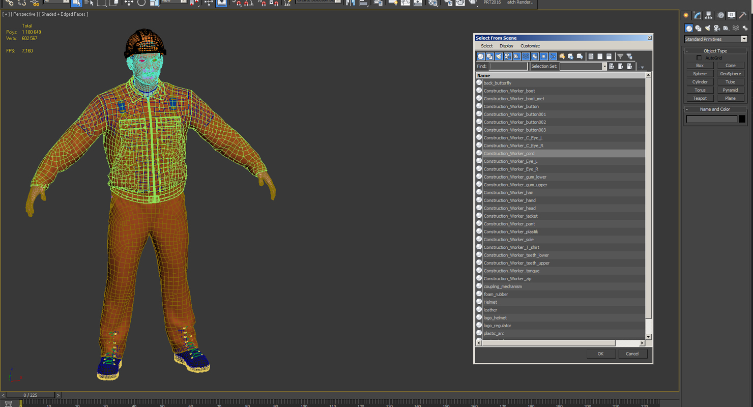 Builder Wearing Orange Coveralls 3D