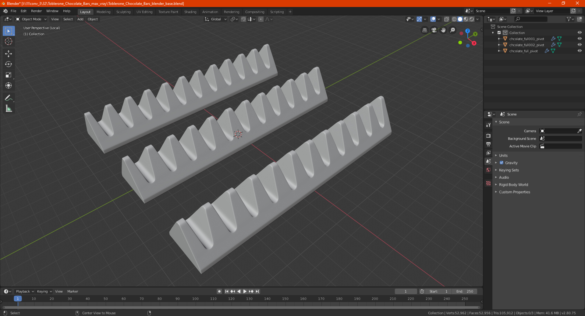 Toblerone Chocolate Bars 3D model