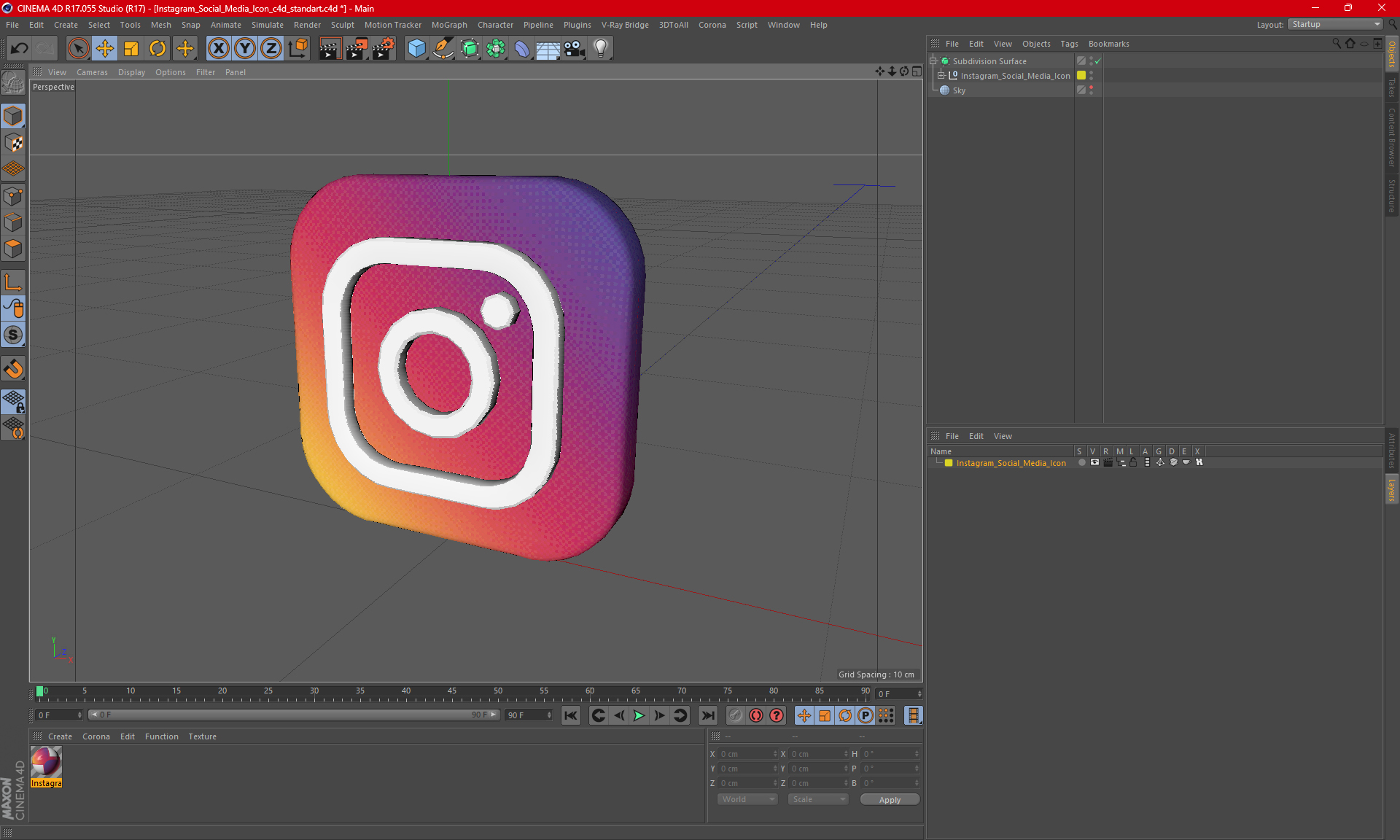 Instagram Social Media Icon 3D