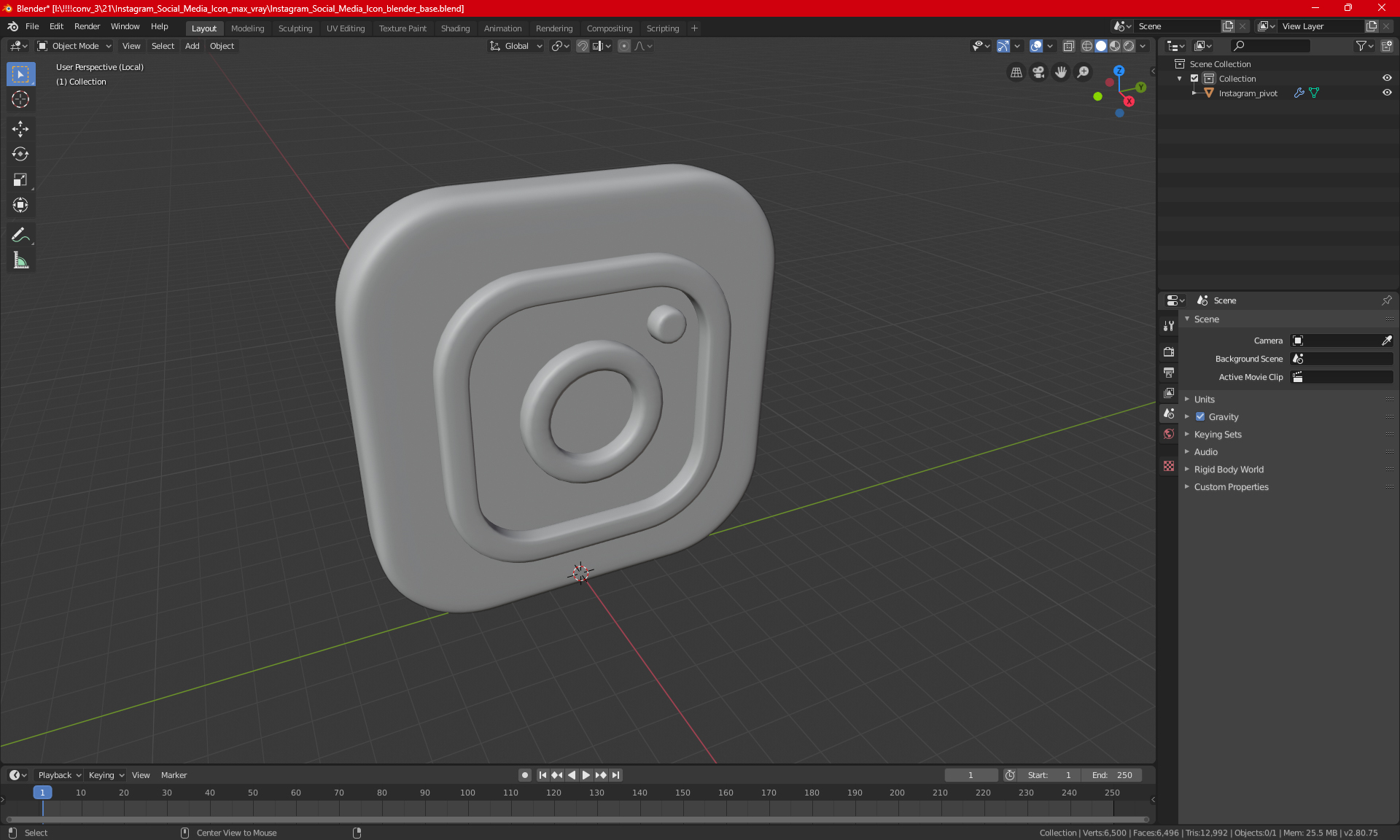 Instagram Social Media Icon 3D