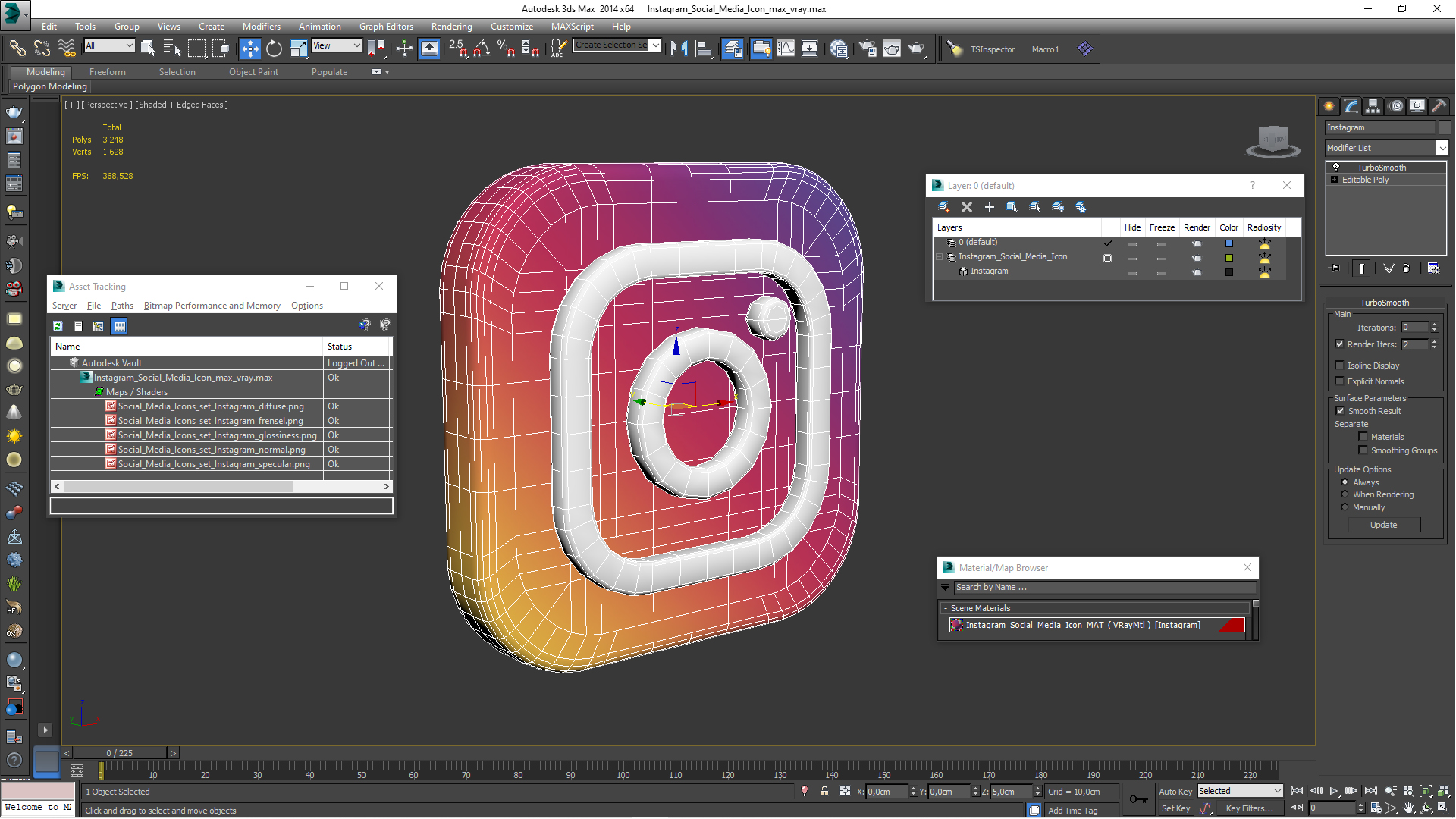 Instagram Social Media Icon 3D